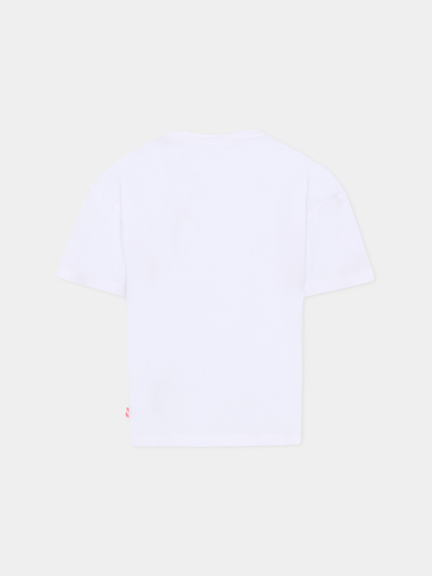 T-shirt bianca per bambina con fenicottero,Billieblush,U21940 10P