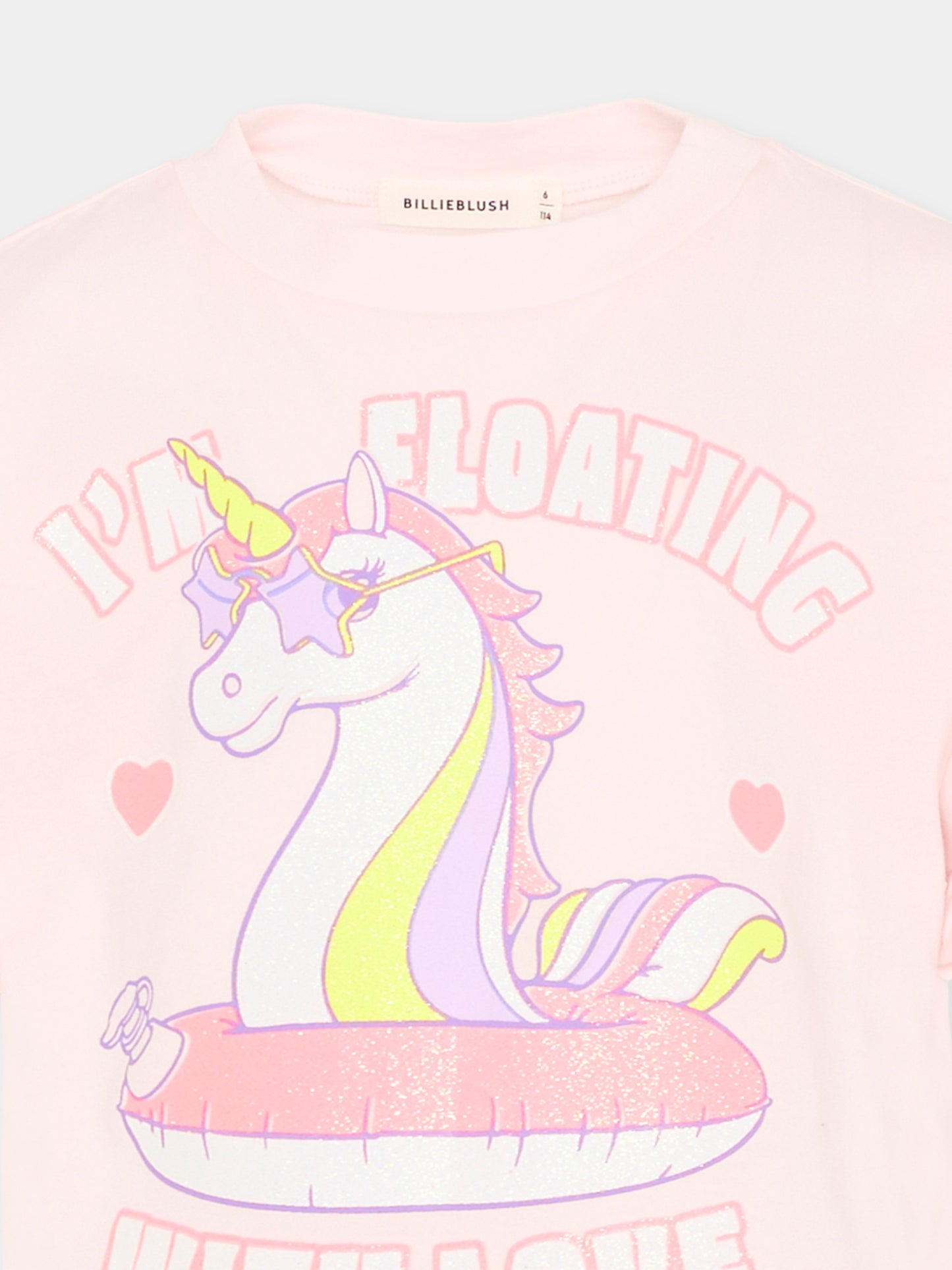 T-shirt rosa per bambina con unicorno,Billieblush,U21941 44L