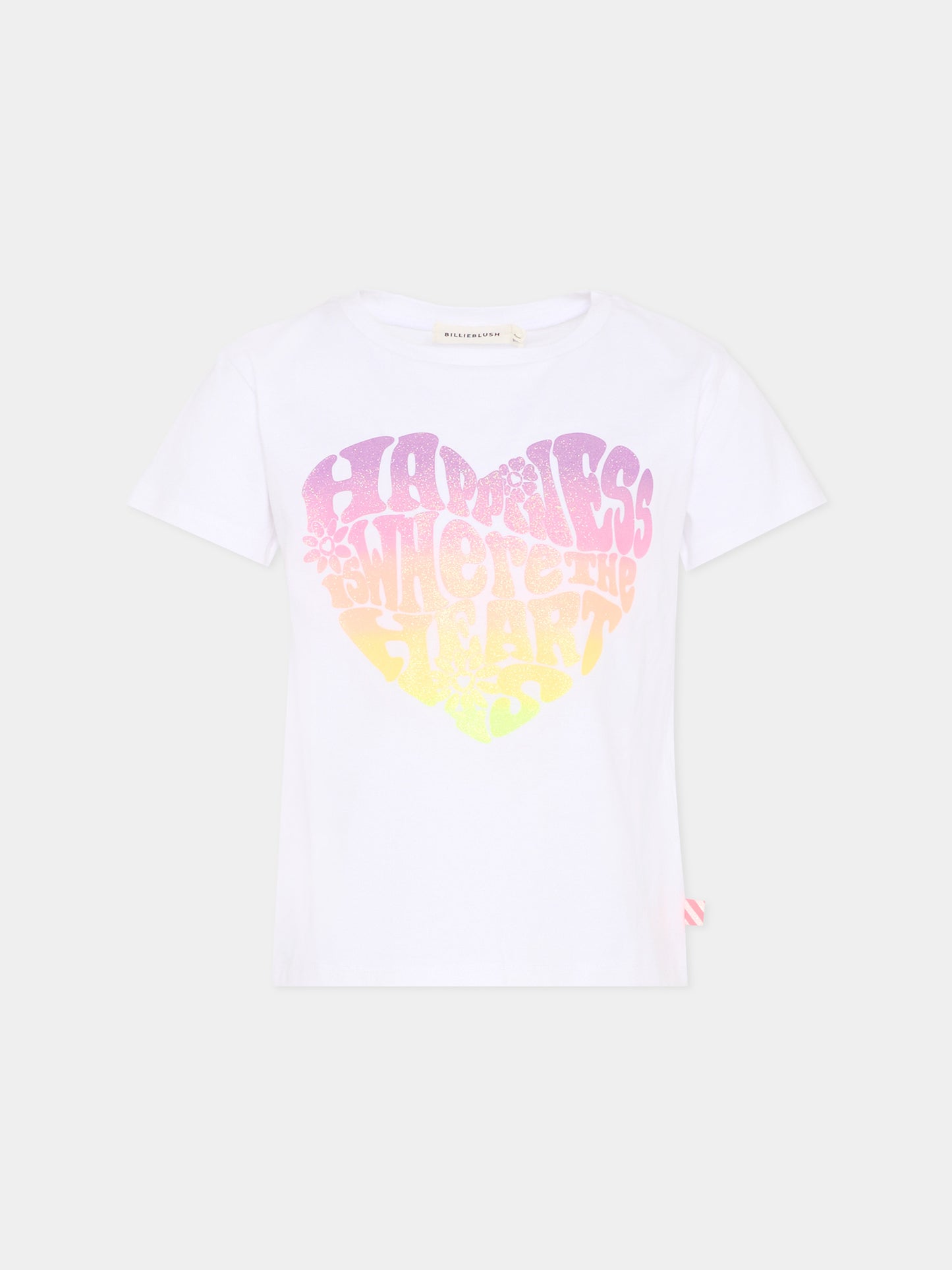 T-shirt bianca per bambina con cuore,Billieblush,U21946 10P