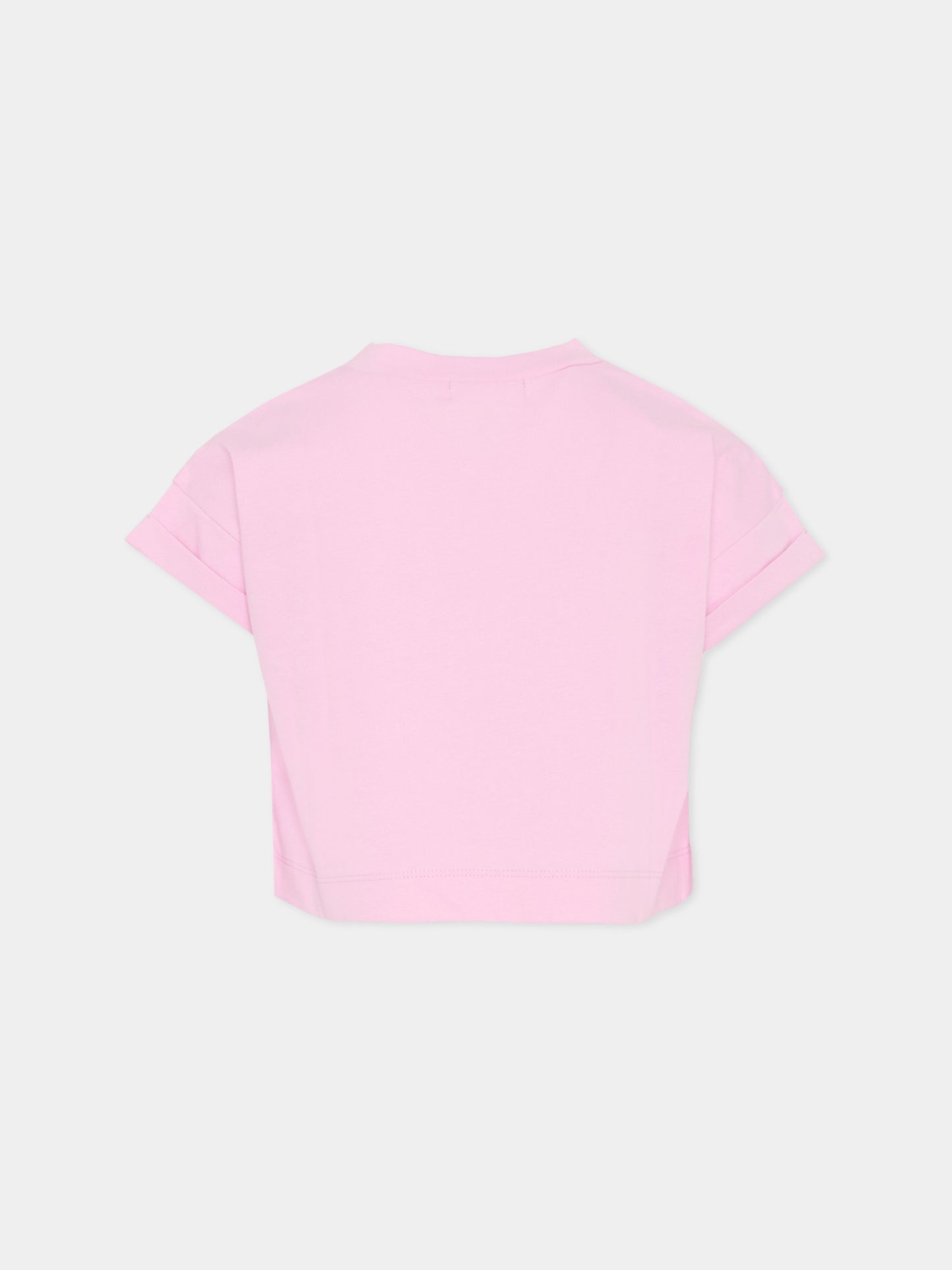 T-shirt crop rosa per bambina con ananas,Billieblush,U21954 46N