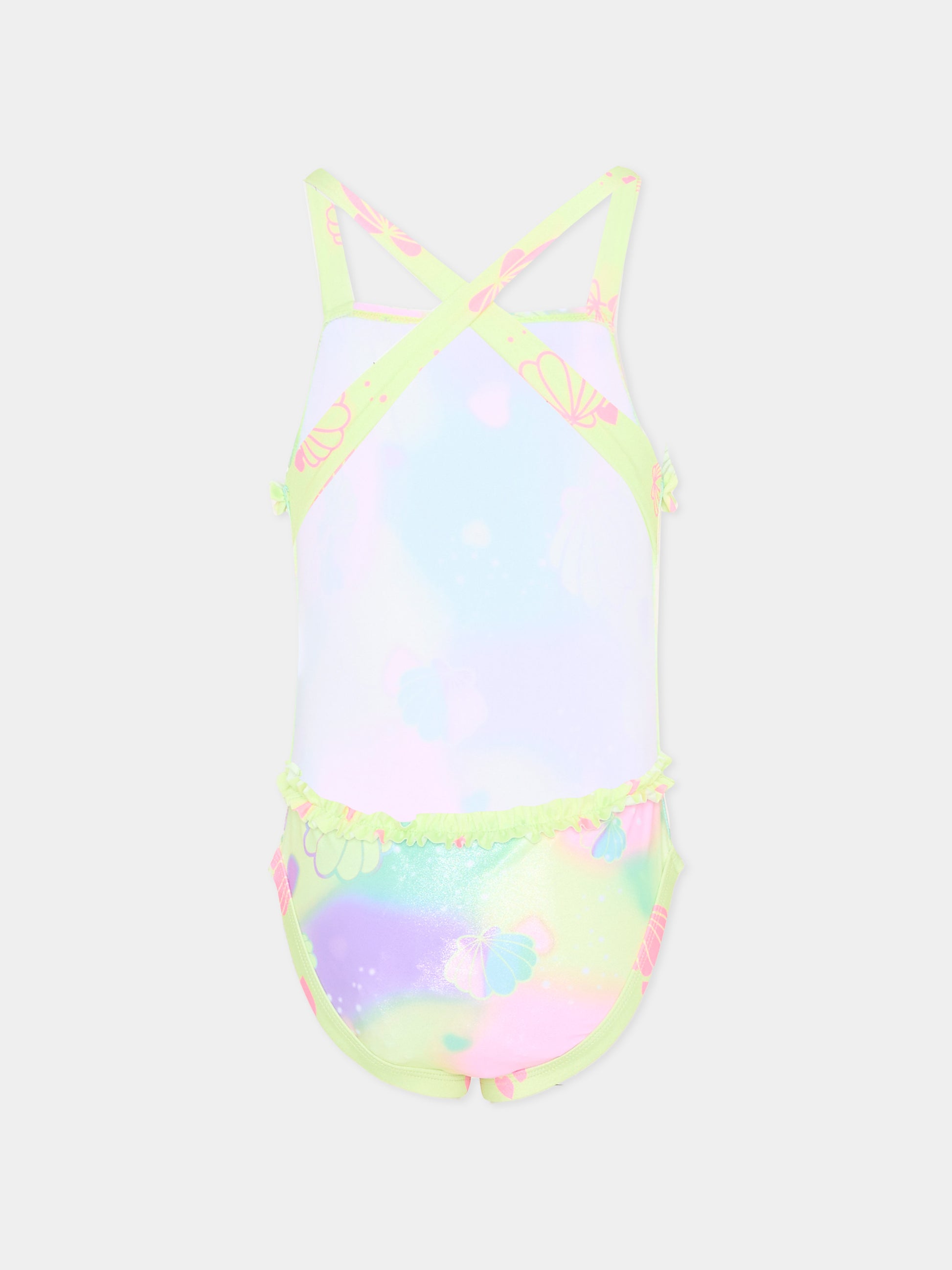 Costume intero multicolor per bambina con conchiglie,Billieblush,U21958 929