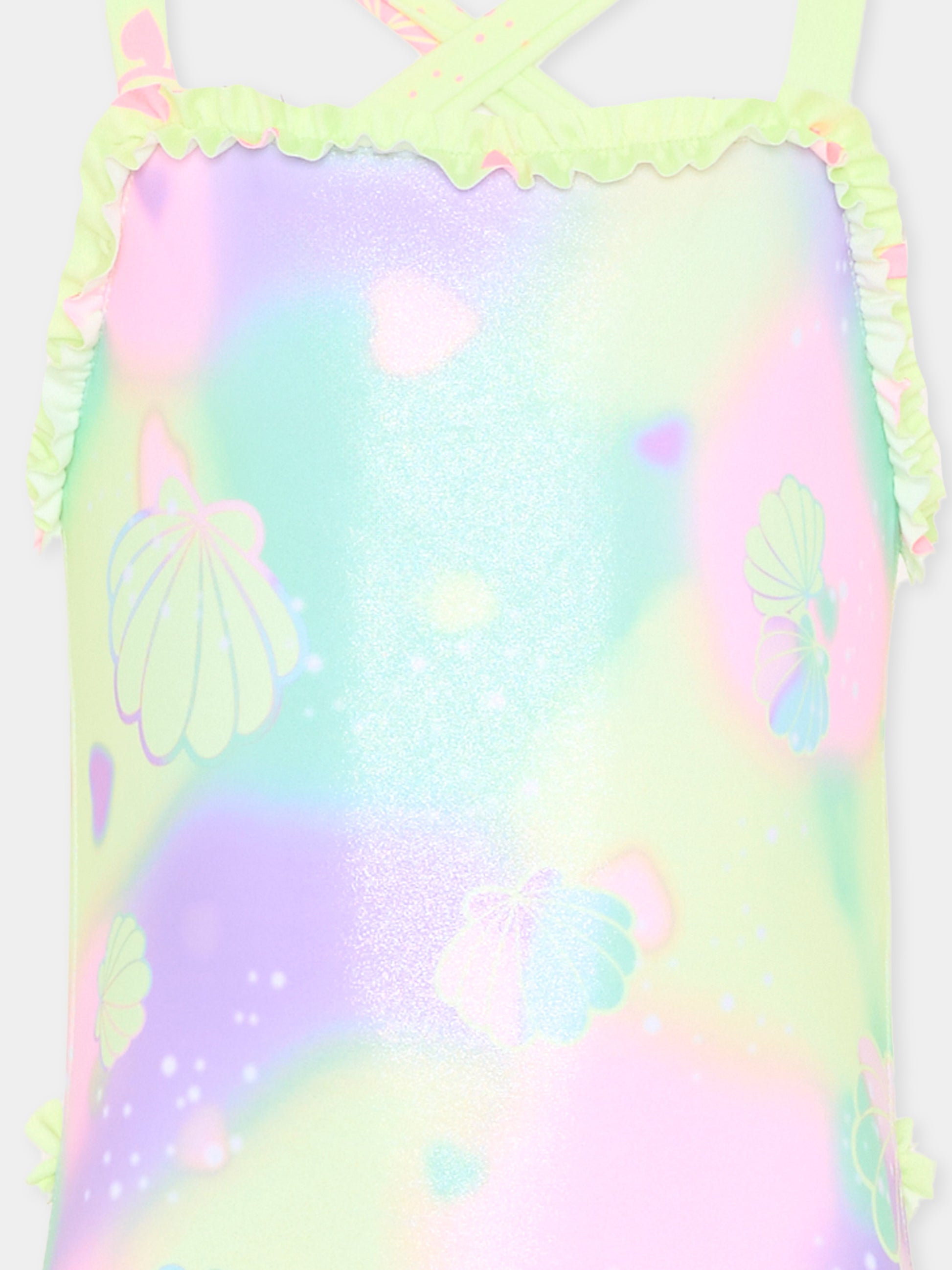 Costume intero multicolor per bambina con conchiglie,Billieblush,U21958 929