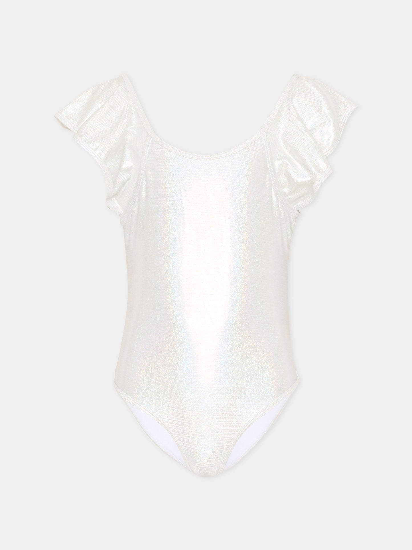 Costume intero argento per bambina con rouches,Billieblush,U21970 Z94