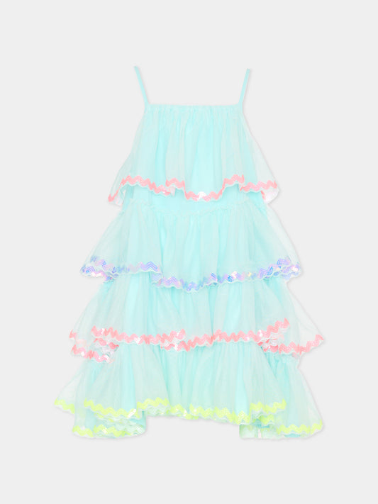 Vestito azzurro elegante per bambina in tulle,Billieblush,U21986 76G