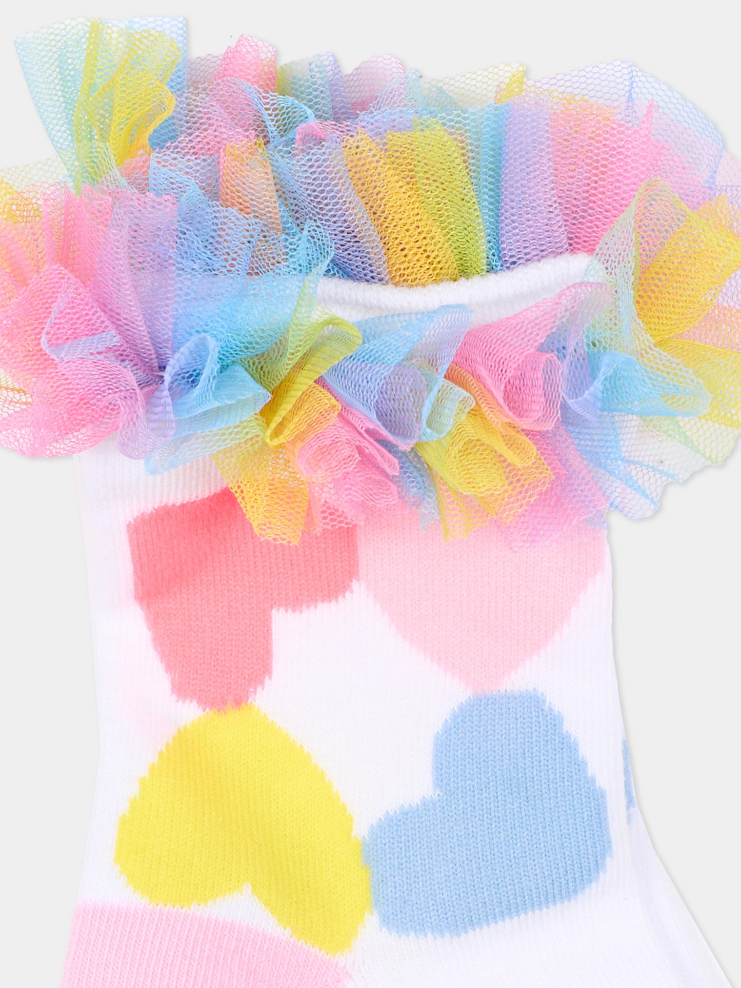 Calzini bianchi per bambina con cuori,Billieblush,U22024 10P