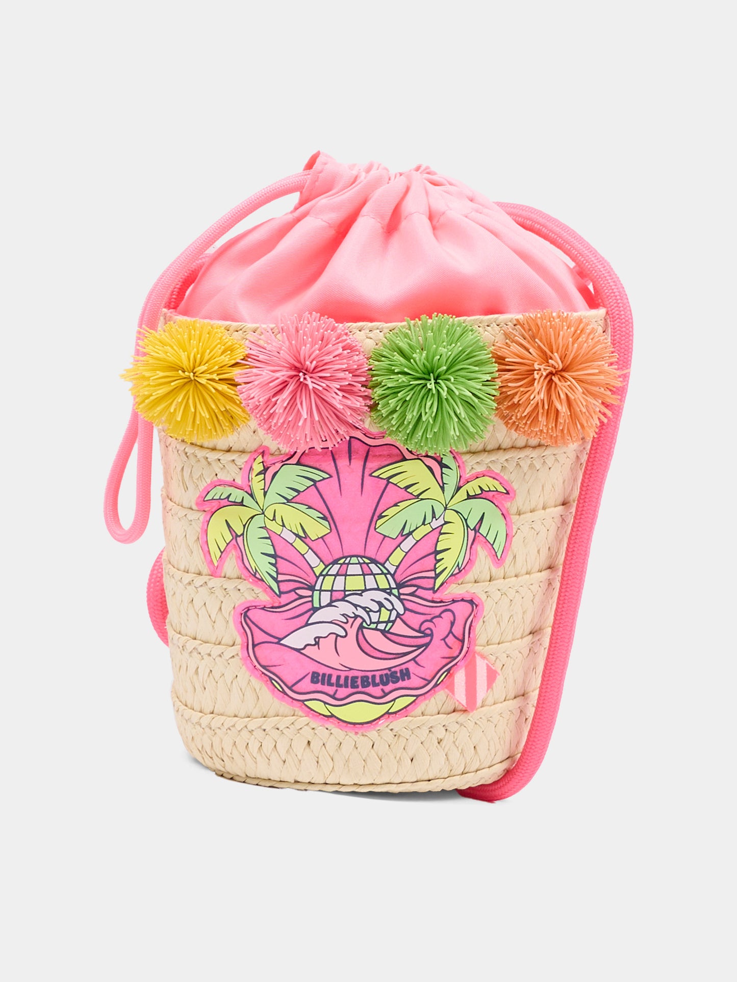 Borsa multicolor per bambina in paglia con pompon,Billieblush,U22037 499
