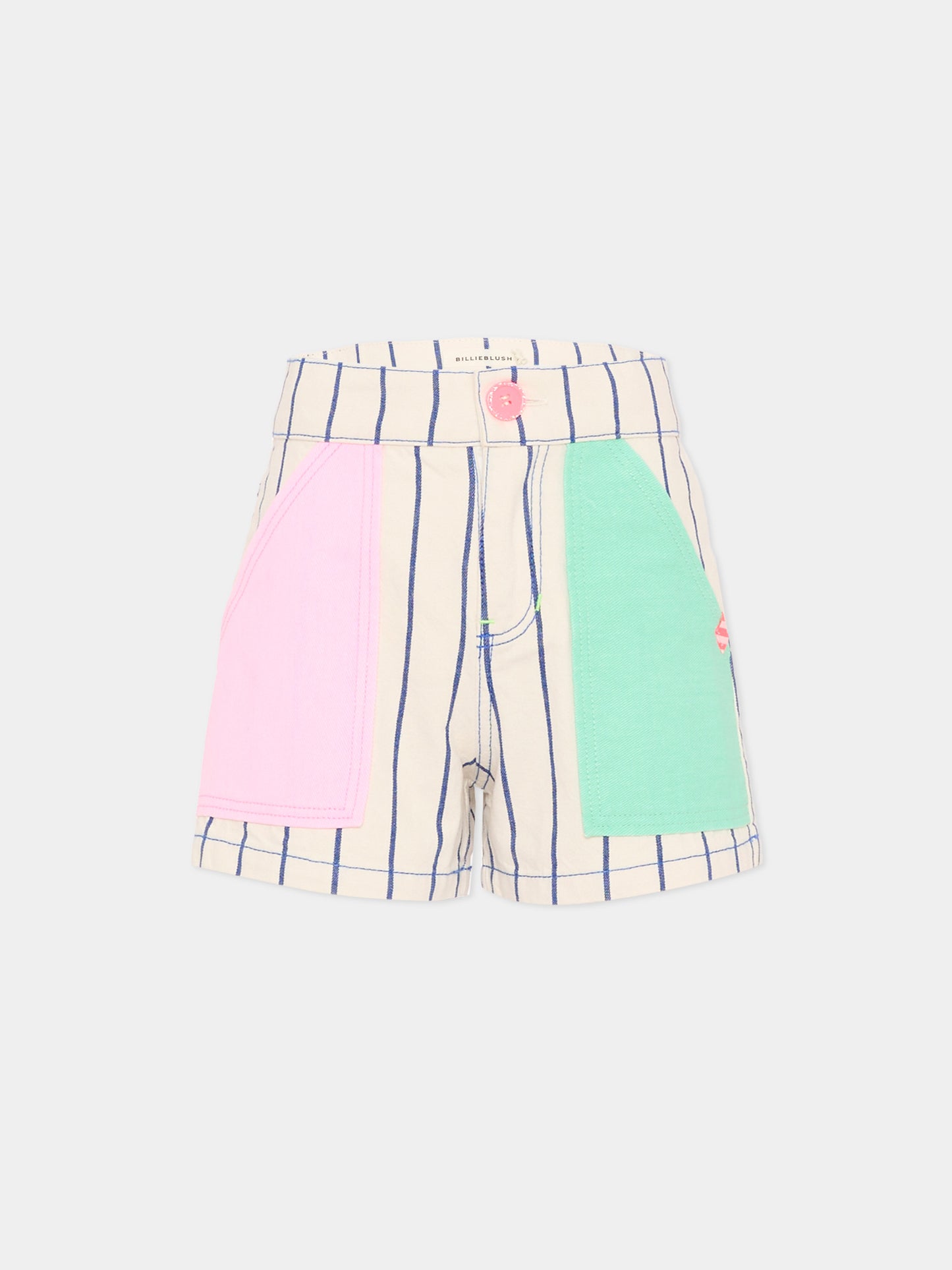 Shorts multicolor per bambina a righe,Billieblush,U22099 N48