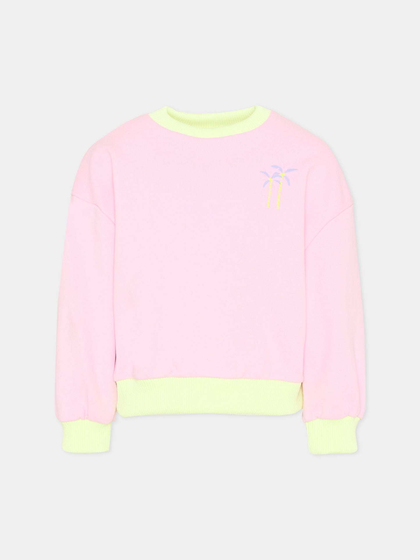 Felpa rosa per bambina con stampa palme,Billieblush,U22102 46N