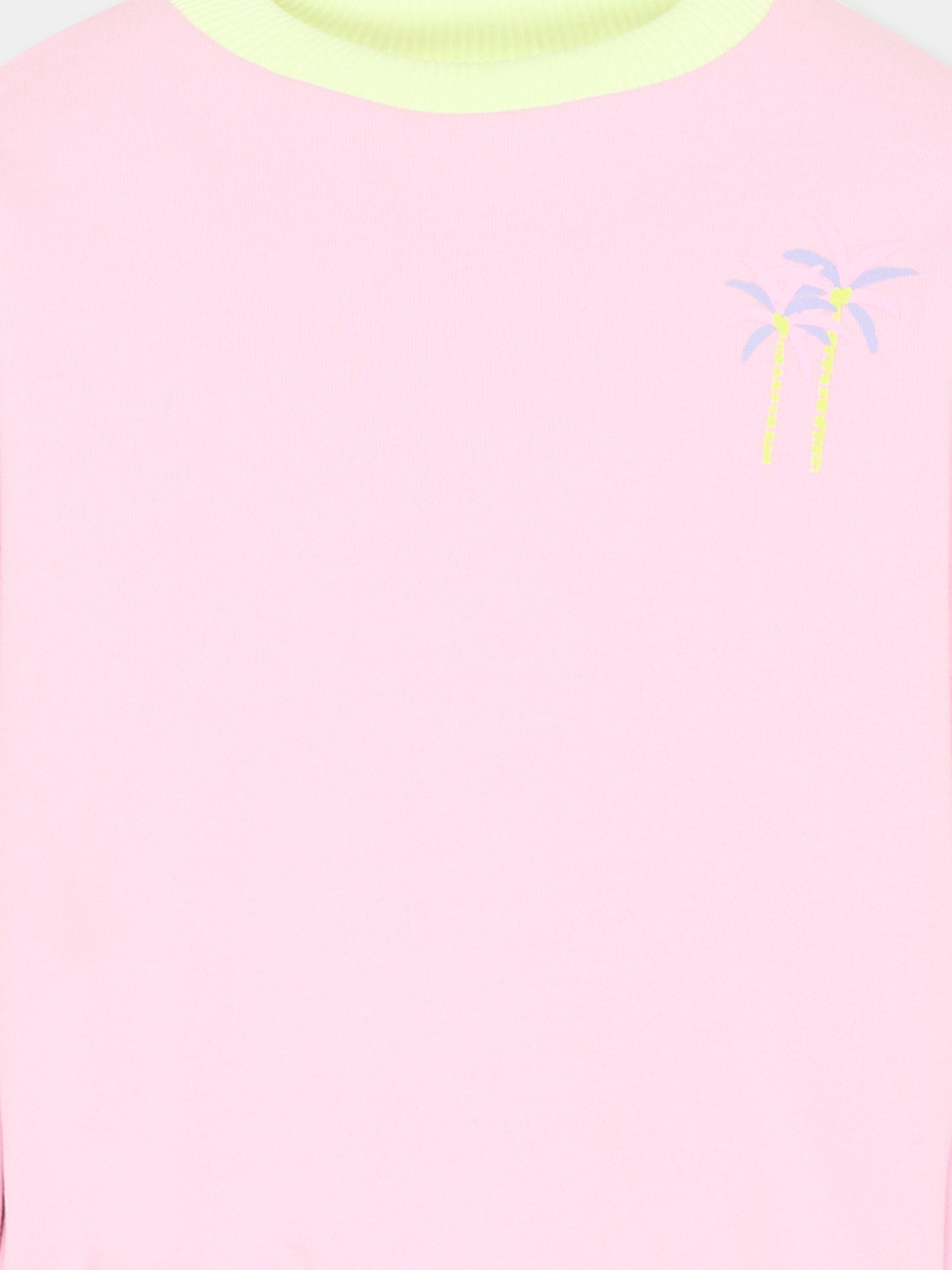 Felpa rosa per bambina con stampa palme,Billieblush,U22102 46N