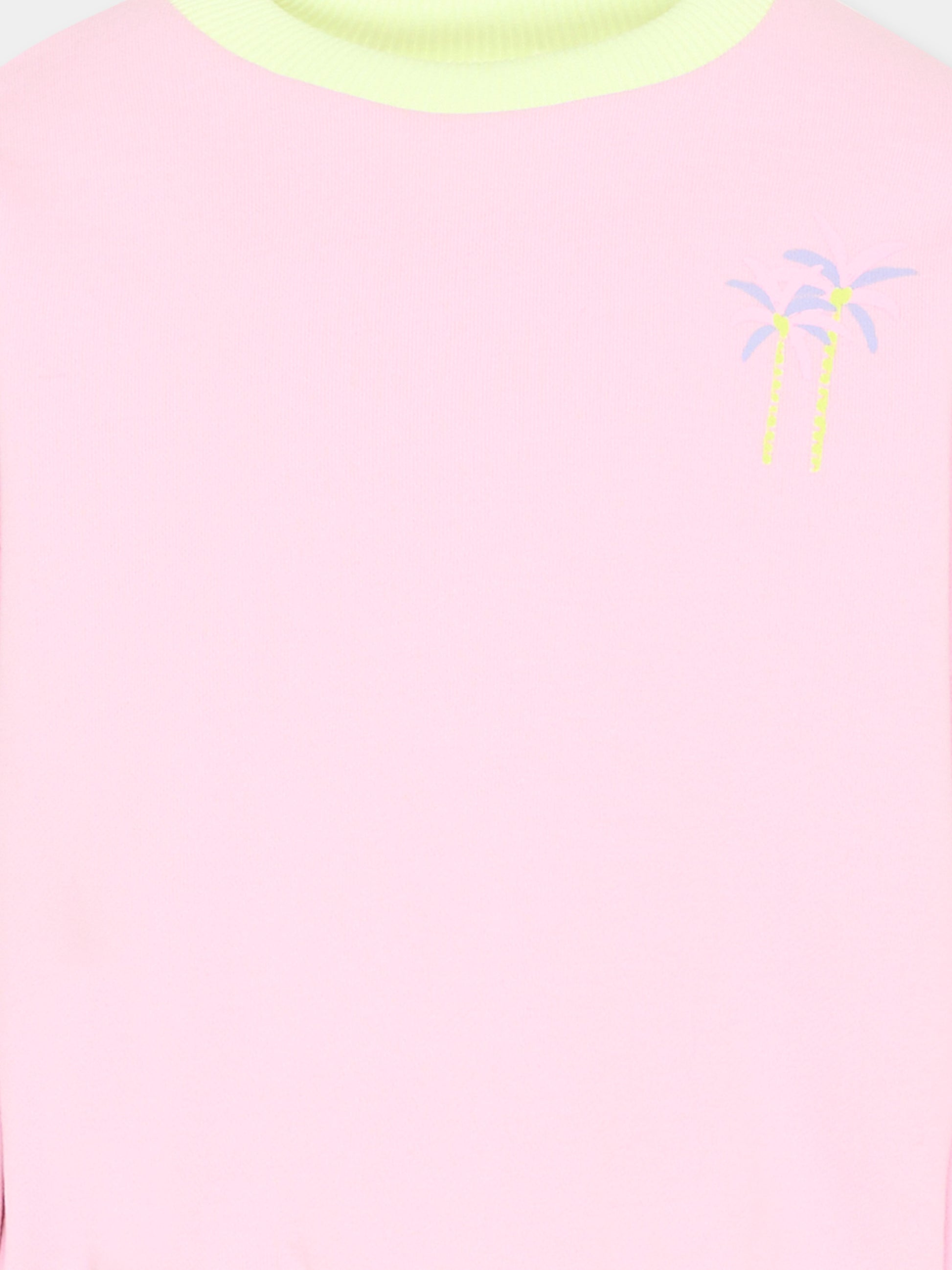 Felpa rosa per bambina con stampa palme,Billieblush,U22102 46N