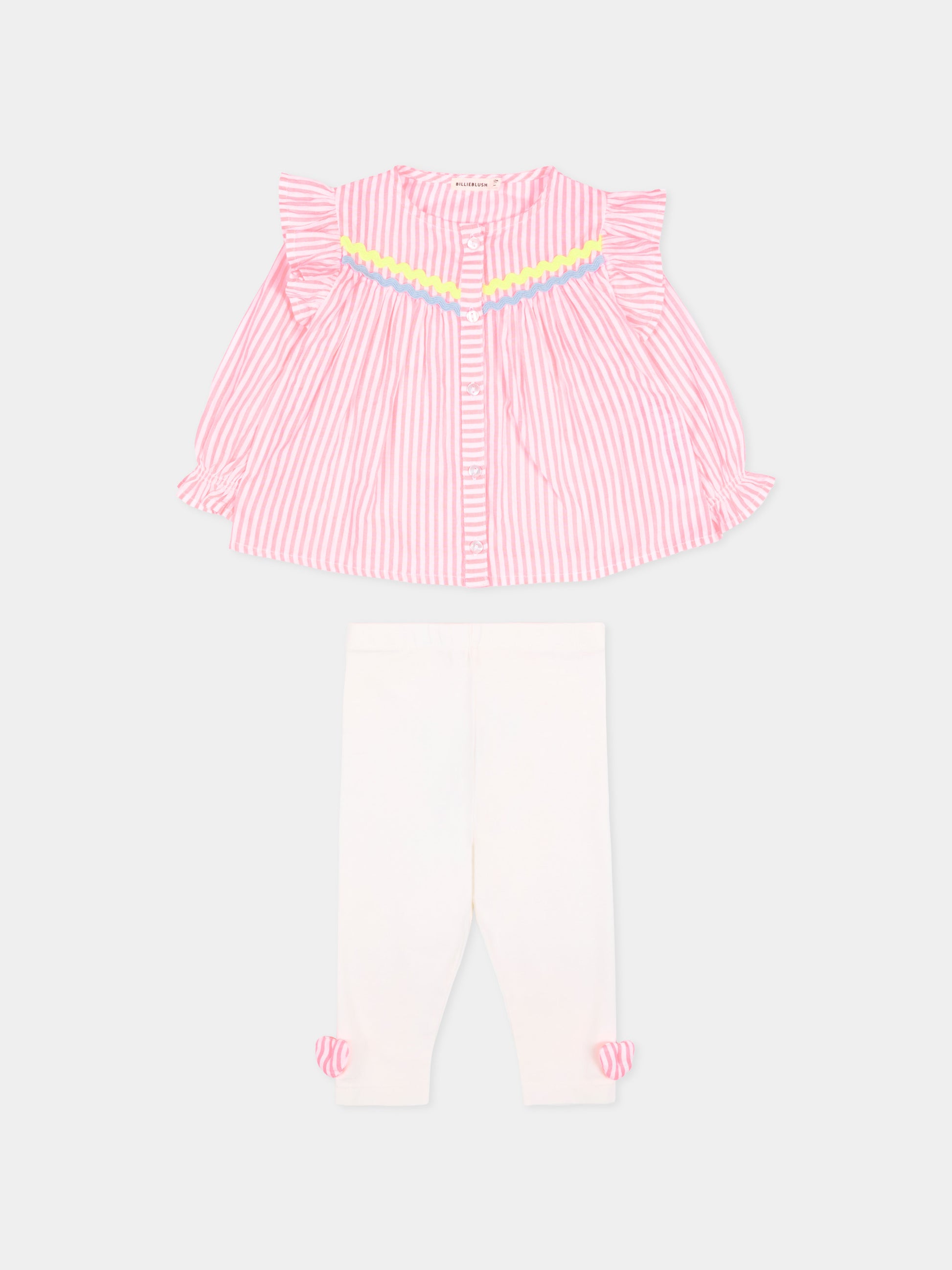 Completo sportivo multicolor per neonata a righe,Billieblush,U22114 S21
