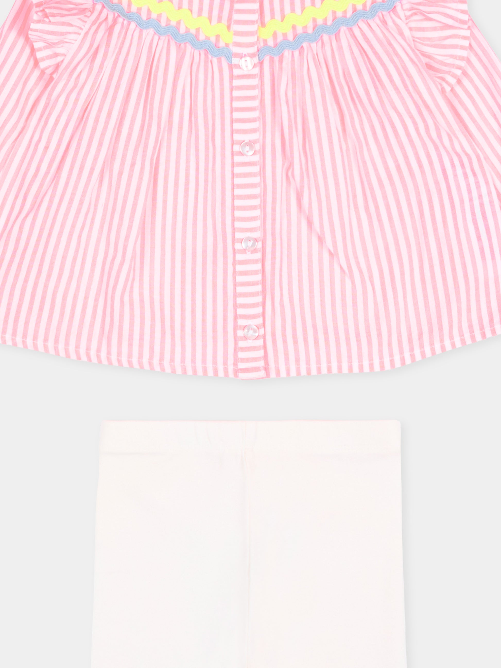 Completo sportivo multicolor per neonata a righe,Billieblush,U22114 S21