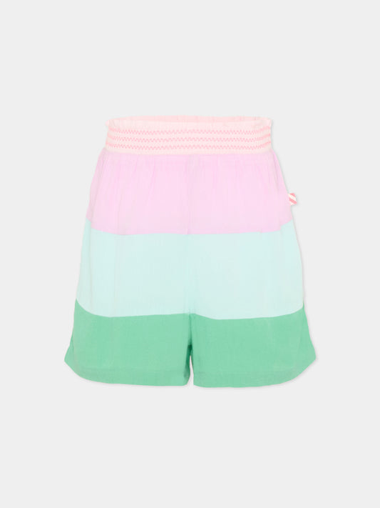 Shorts multicolor per bambina a righe,Billieblush,U22182 Z41