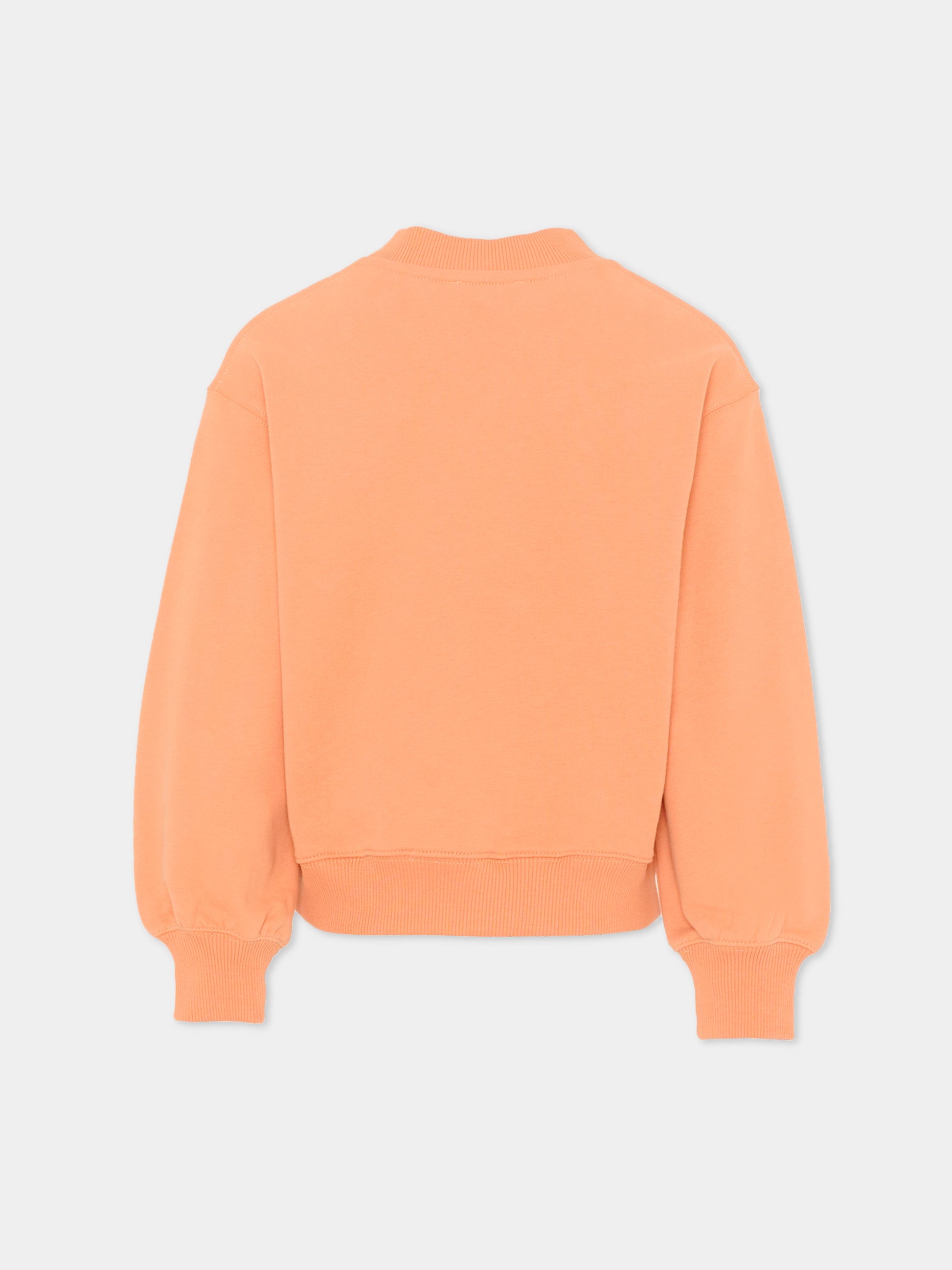 Felpa arancione con logo per bambina,Chloé Kids,C20845 43A