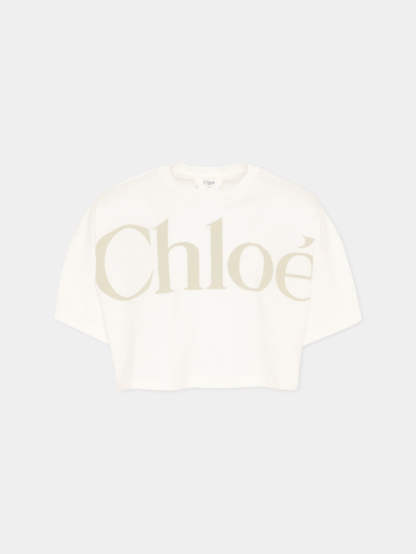 T-Shirt bianca per bambina con logo,Chloé Kids,C20859 117