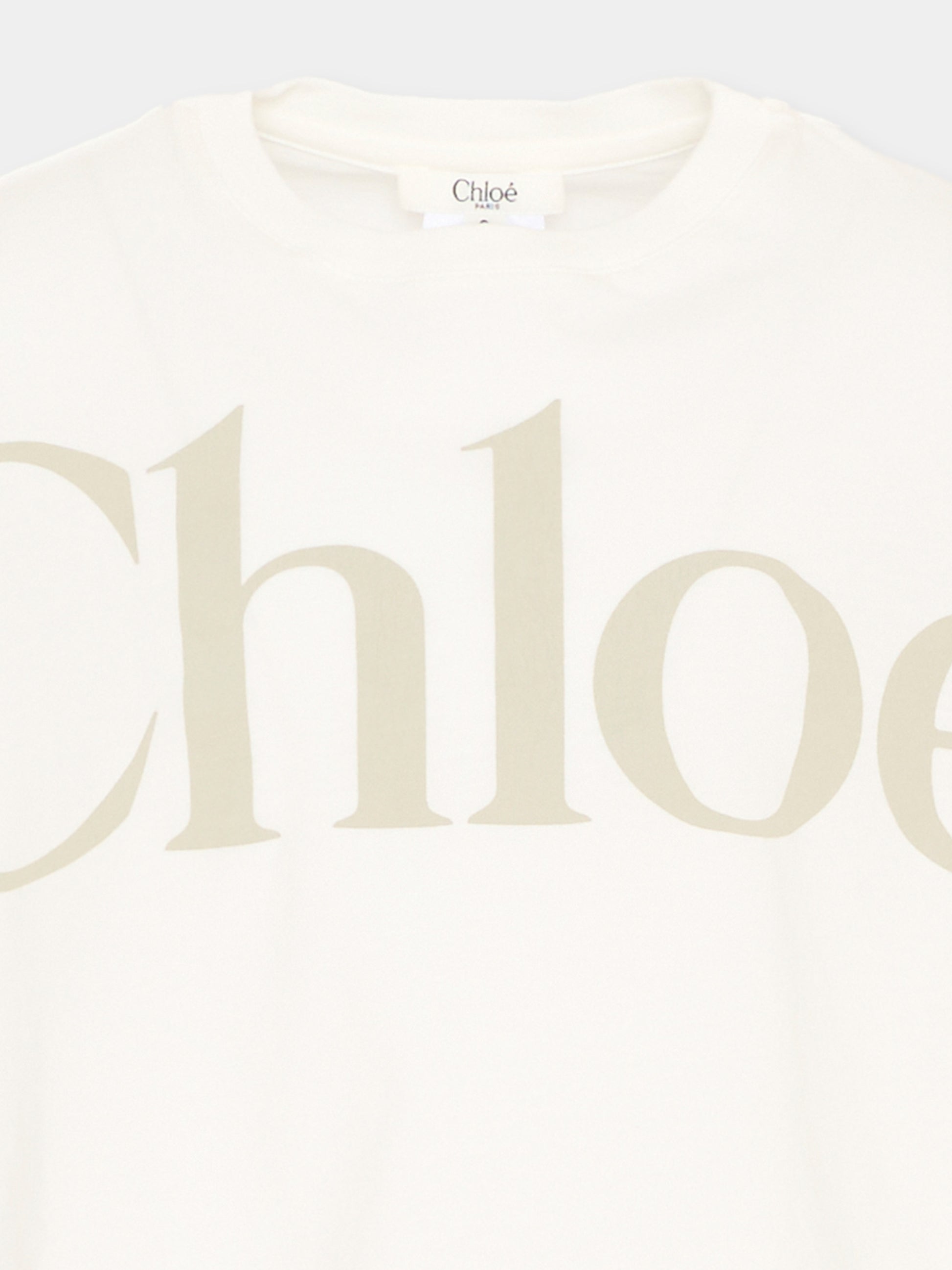 T-Shirt bianca per bambina con logo,Chloé Kids,C20859 117