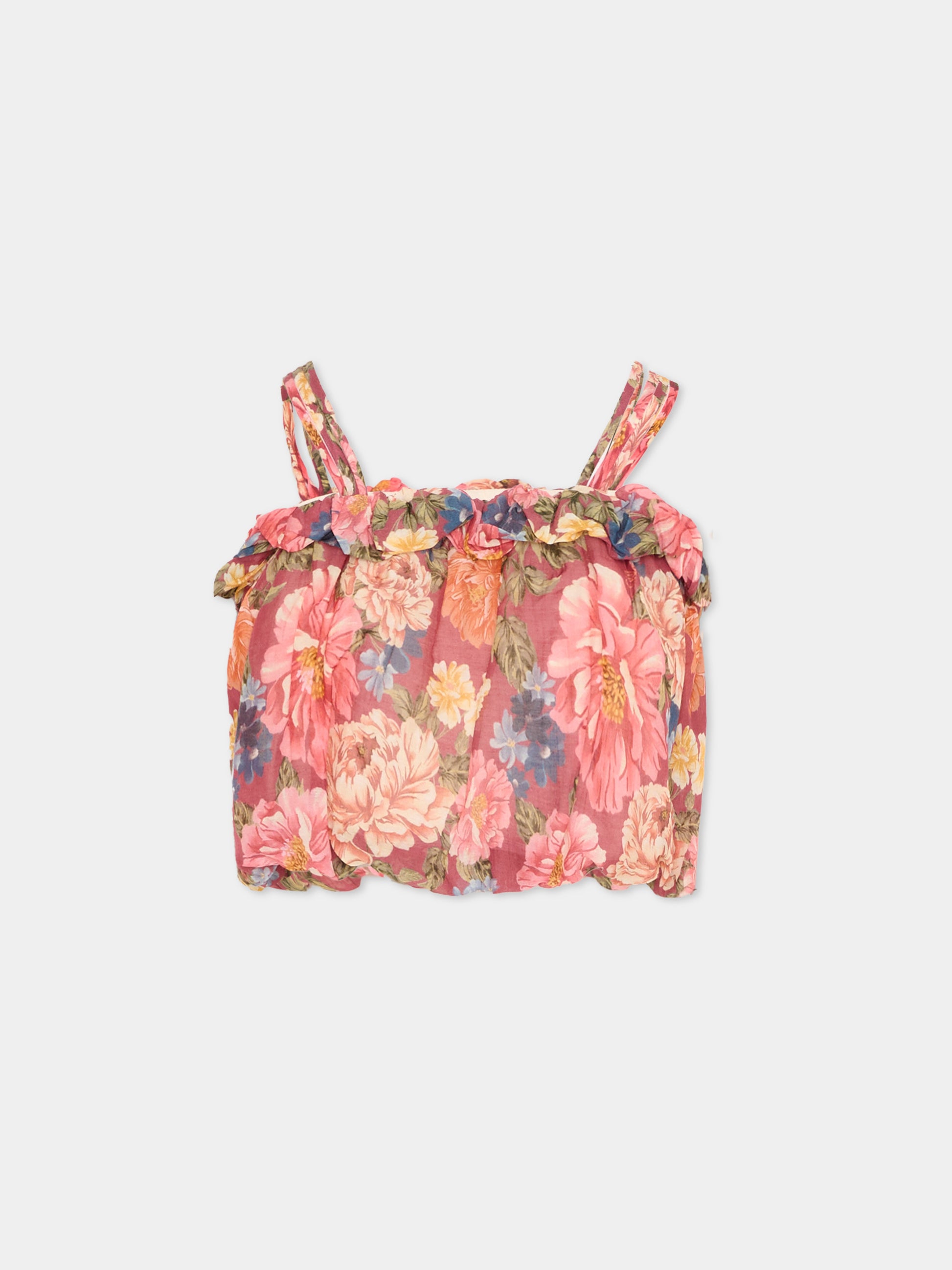 Top multicolor floreale per bambina,Chloé Kids,C20861 46Y