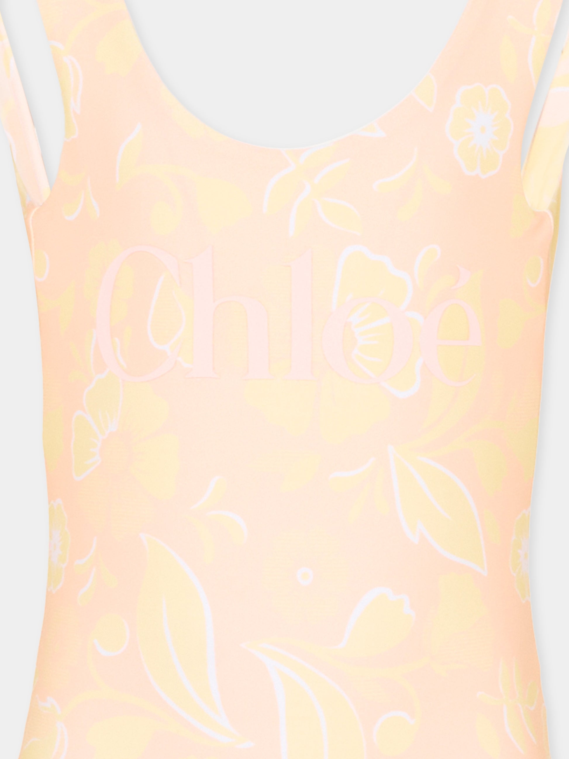 Costume intero rosa per bambina floreale,Chloé Kids,C20863 S05