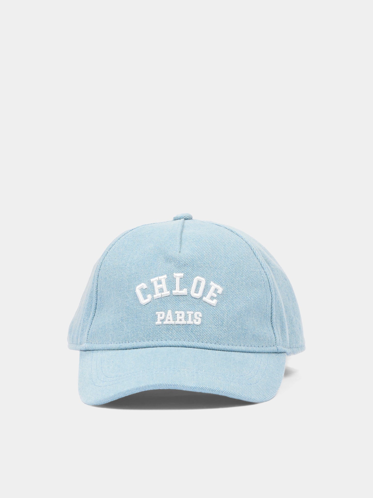 Cappello con visiera denim per bambina con logo,Chloé Kids,C20869 Z10