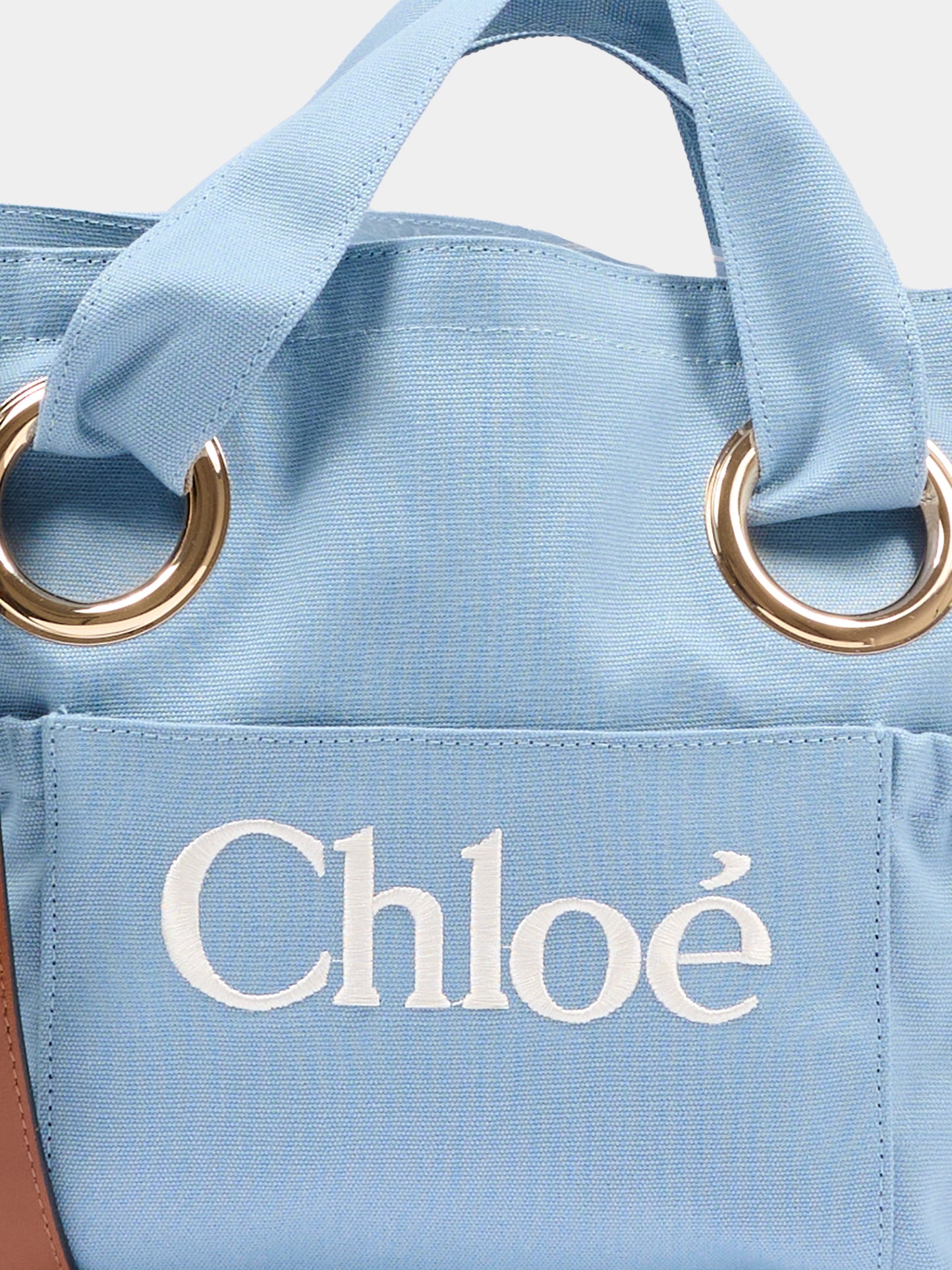 Borsa celeste per bambina con logo ricamato,Chloé Kids,C20872 821