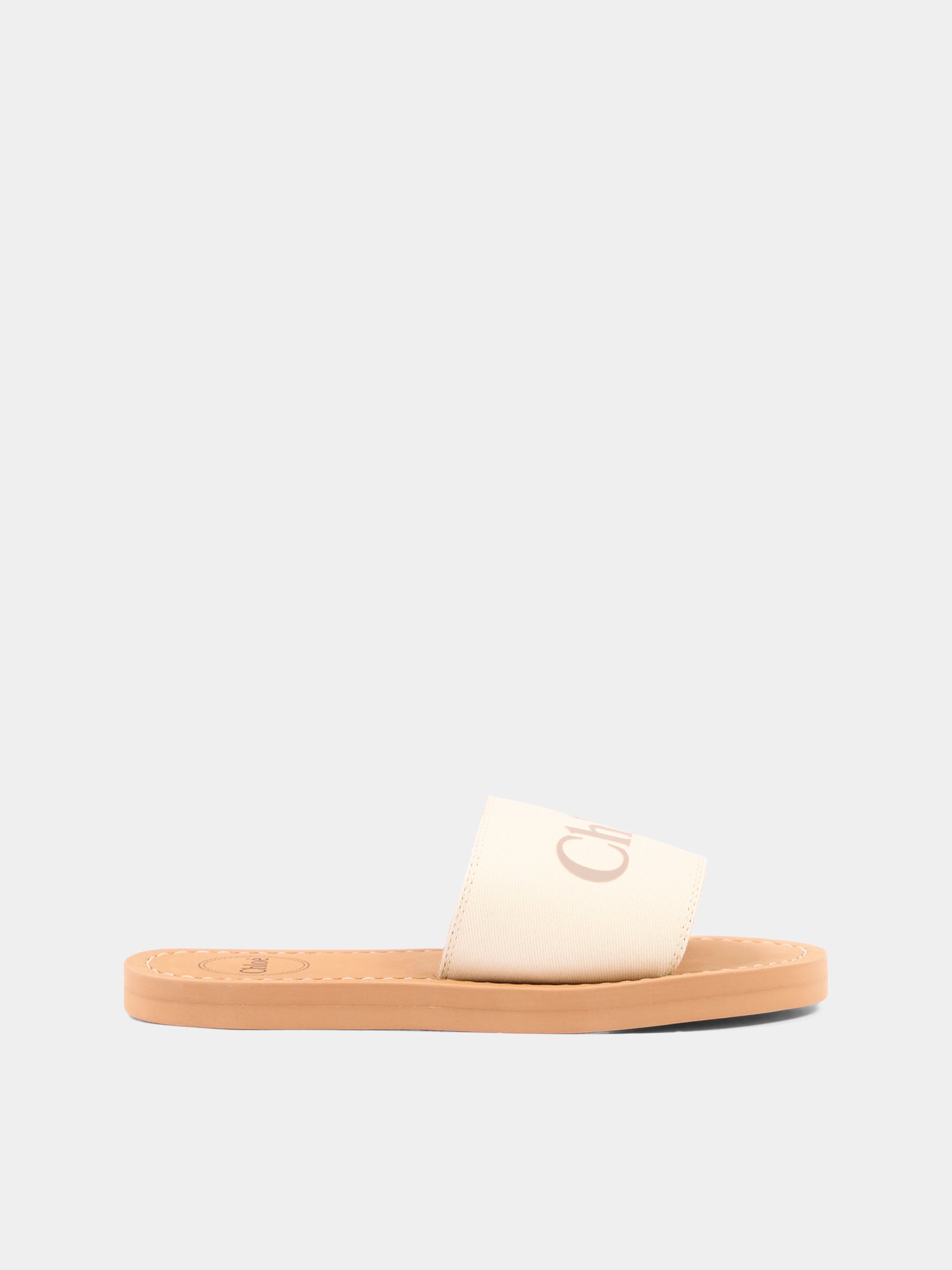 Ciabatte avorio per bambina con logo,Chloé Kids,C20881 117