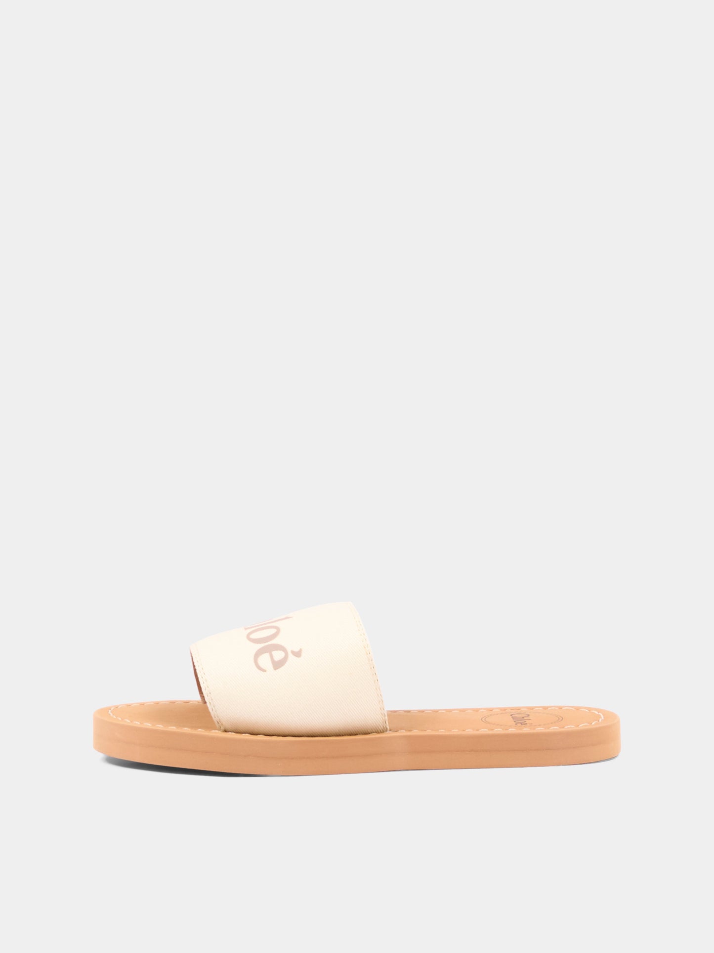 Ciabatte avorio per bambina con logo,Chloé Kids,C20881 117
