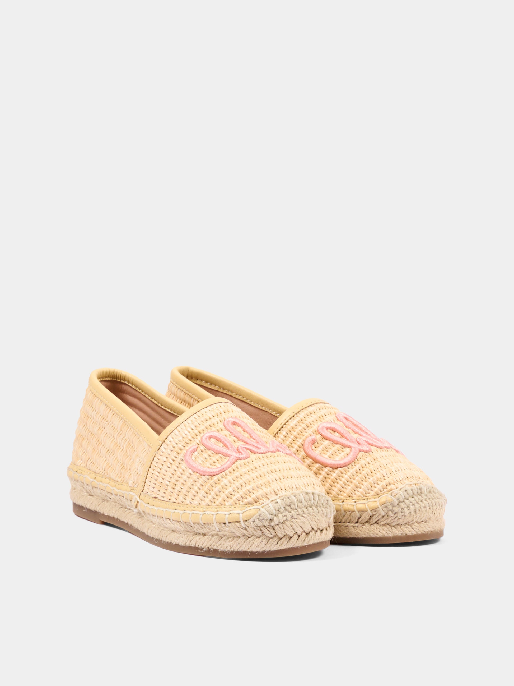 Espadrillas beige per bambina con logo ricamato,Chloé Kids,C20882 43A