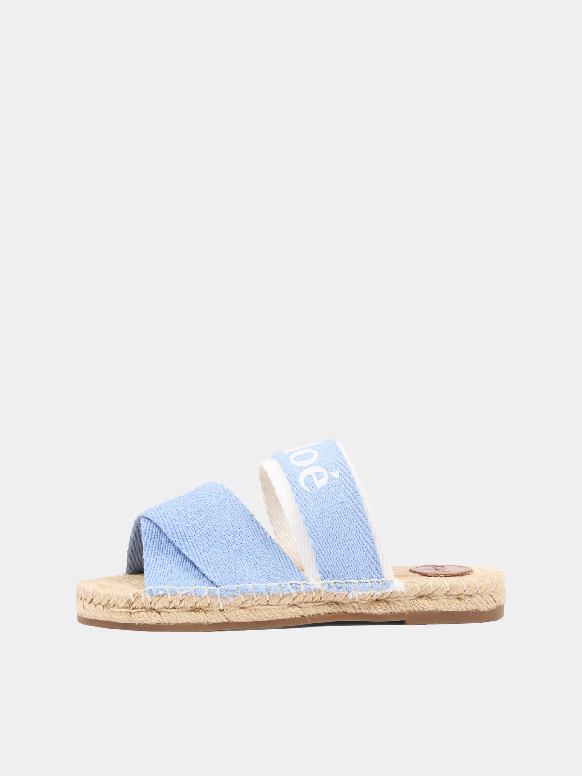 Ciabatte celesti per bambina con logo,Chloé Kids,C20885 Z10