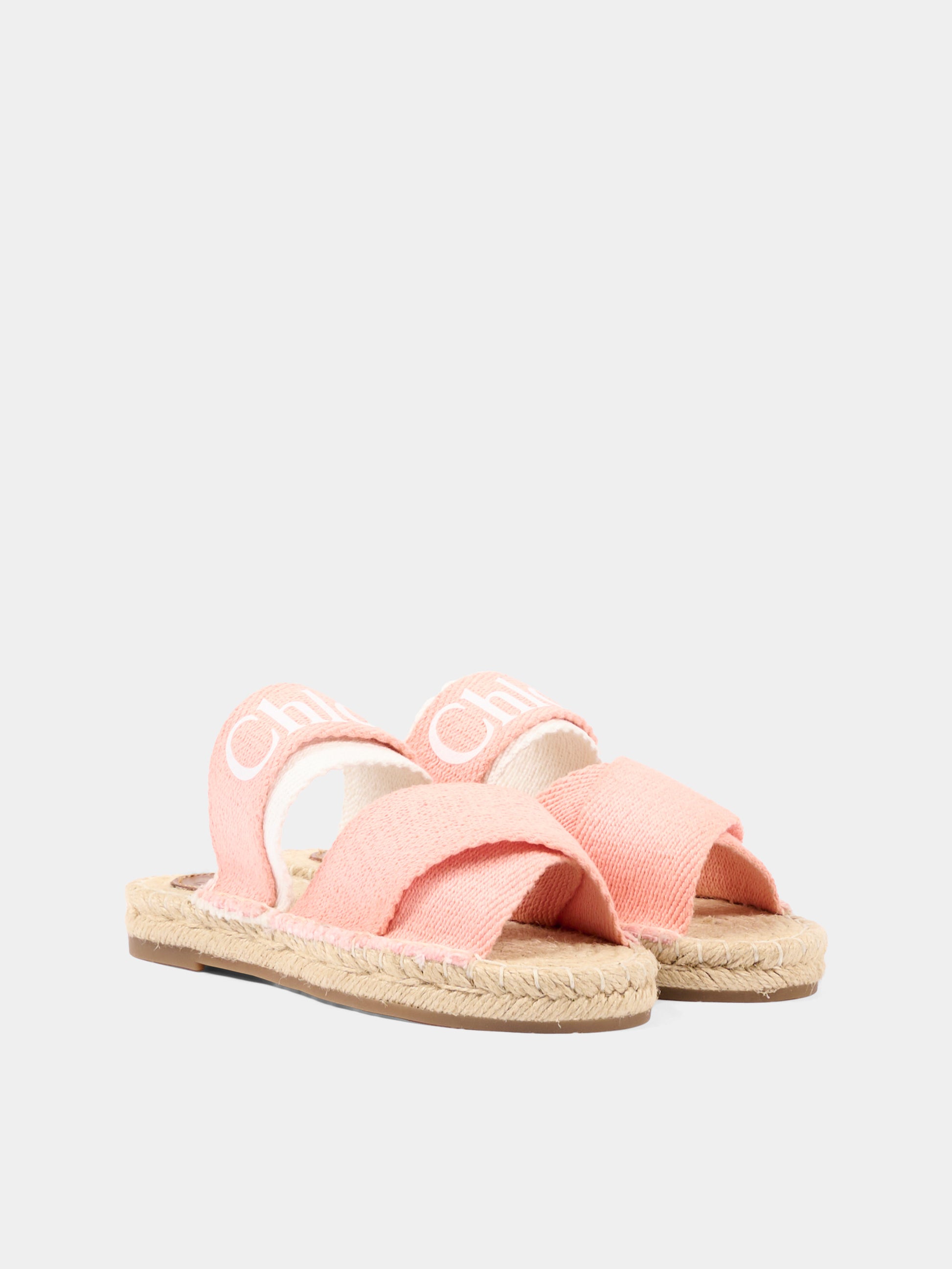 Ciabatte arancioni per bambina con logo,Chloé Kids,C20885 43A