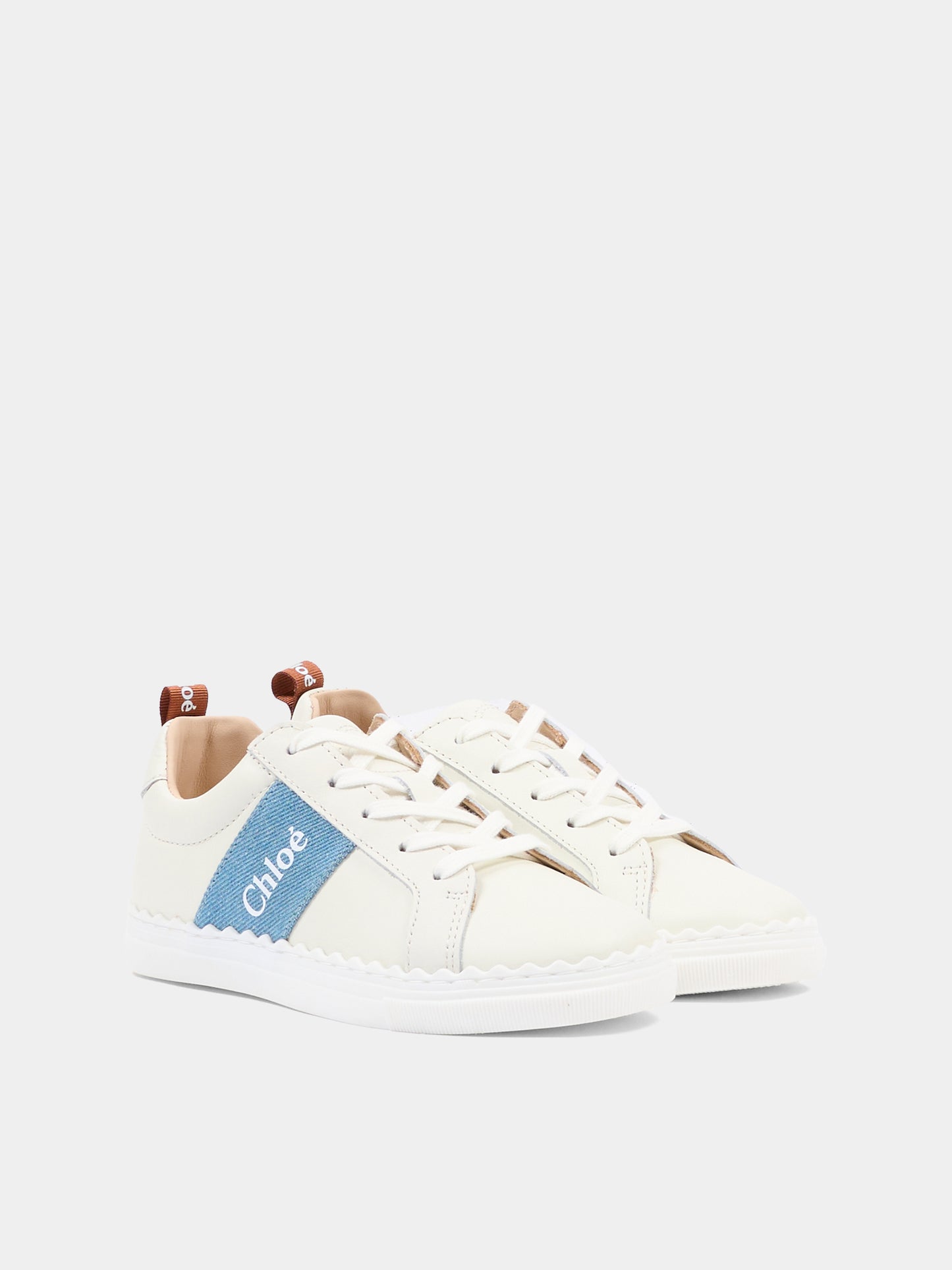 Sneakers avorio per bambina con logo,Chloé Kids,C20887 117