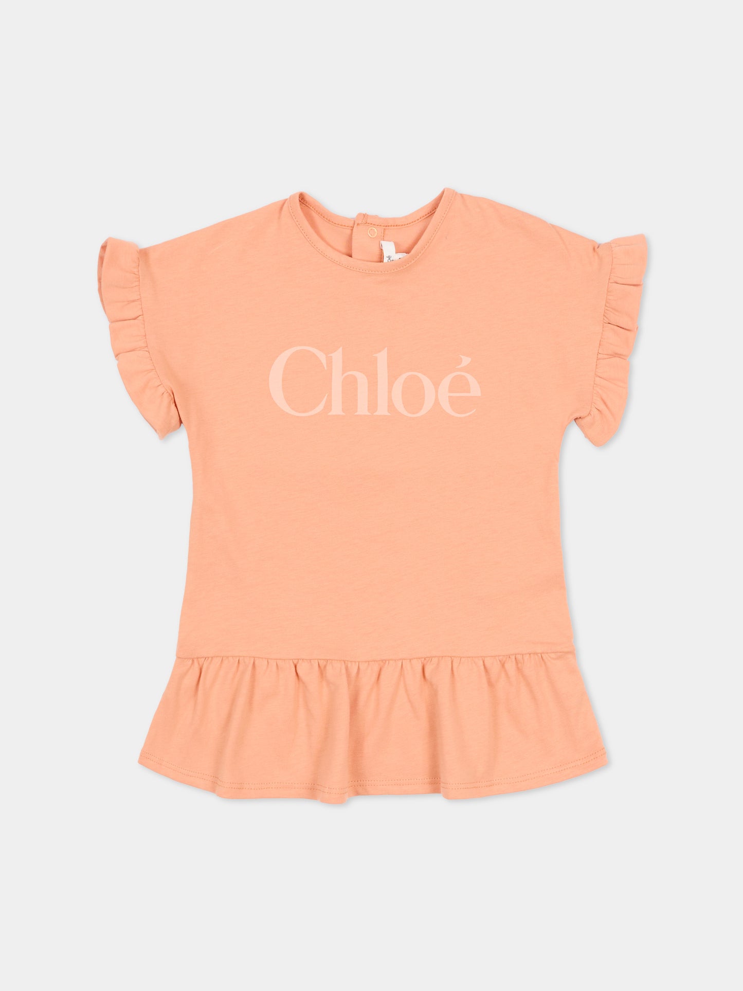 Vestito arancione per neonata con logo,Chloé Kids,C20896 43A