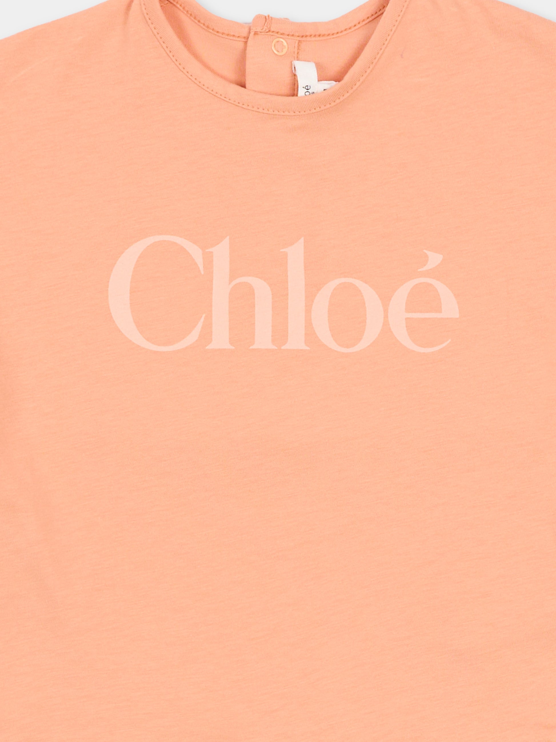 Vestito arancione per neonata con logo,Chloé Kids,C20896 43A