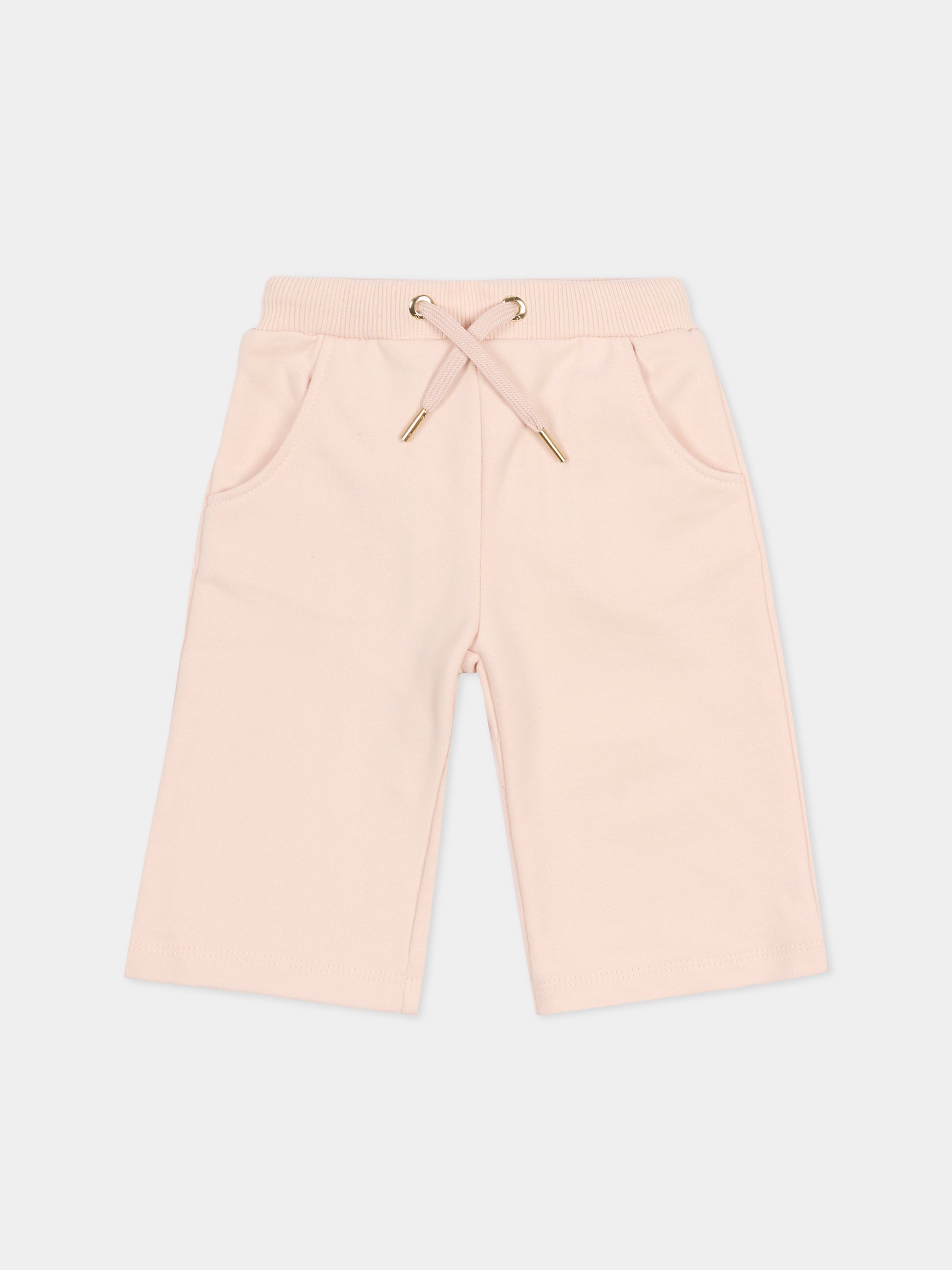 Pantaloni rosa per neonata con logo,Chloé Kids,C20904 46J