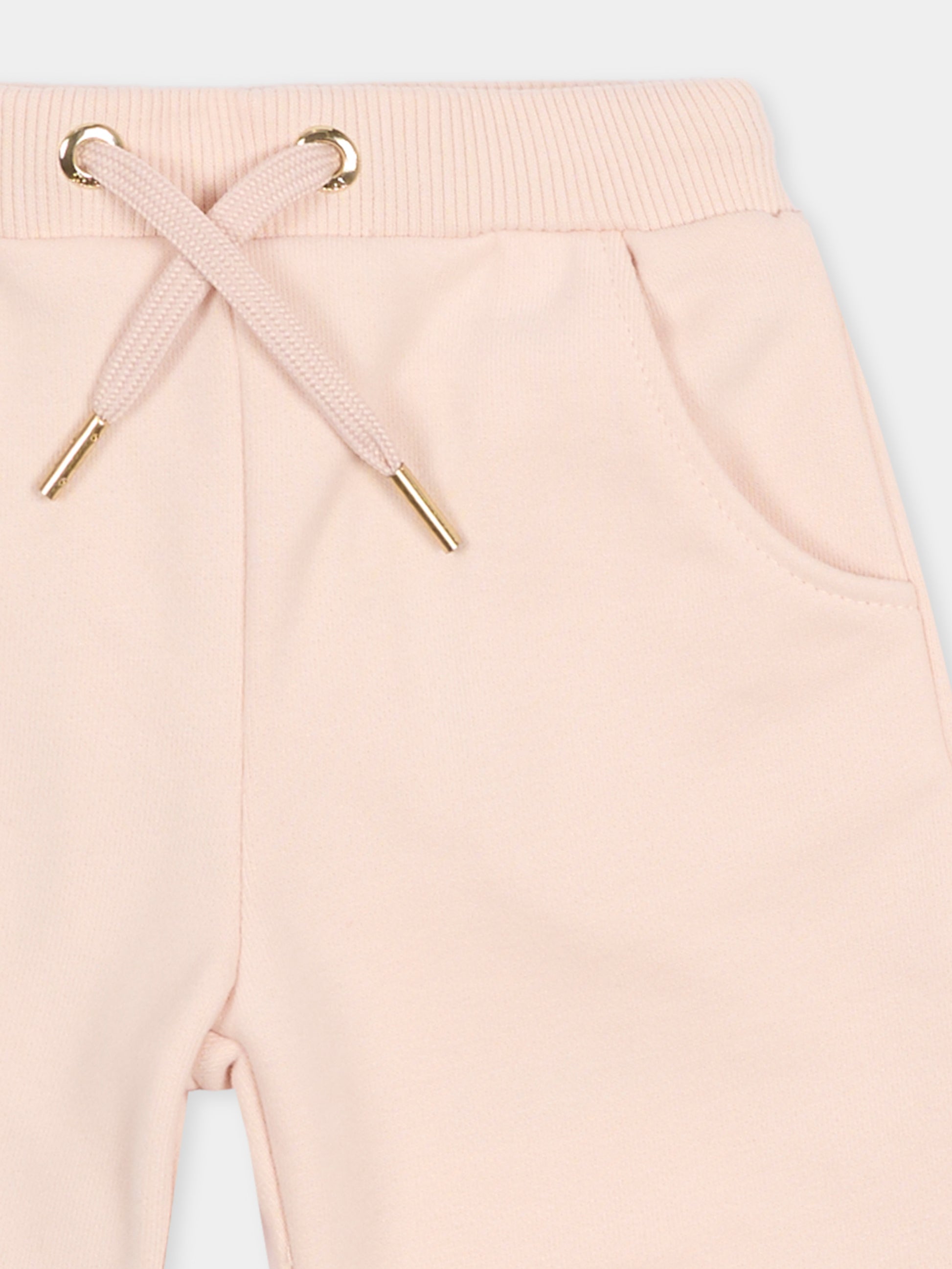 Pantaloni rosa per neonata con logo,Chloé Kids,C20904 46J