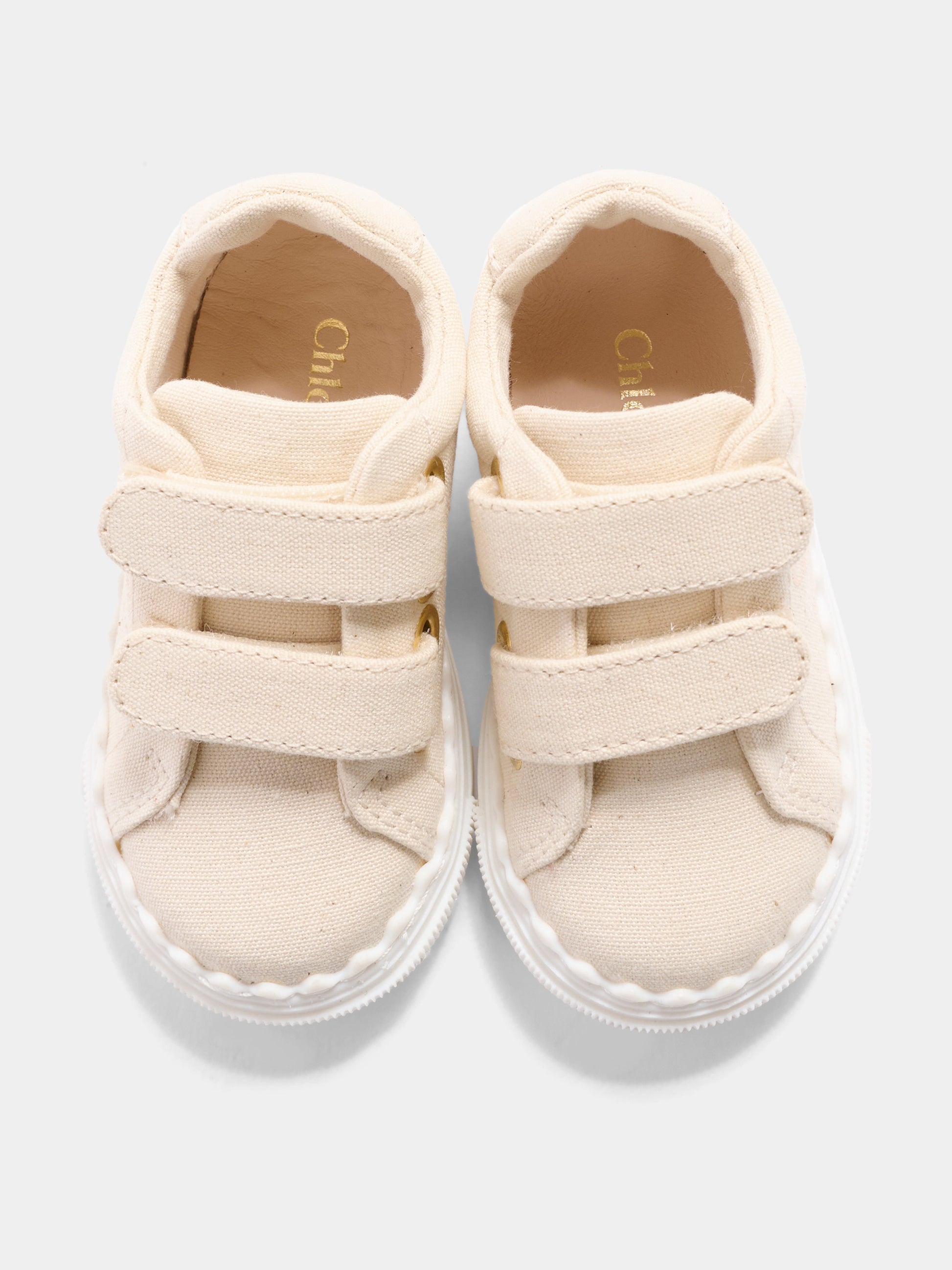 Sneakers beige per neonata con logo,Chloé Kids,C20918 117