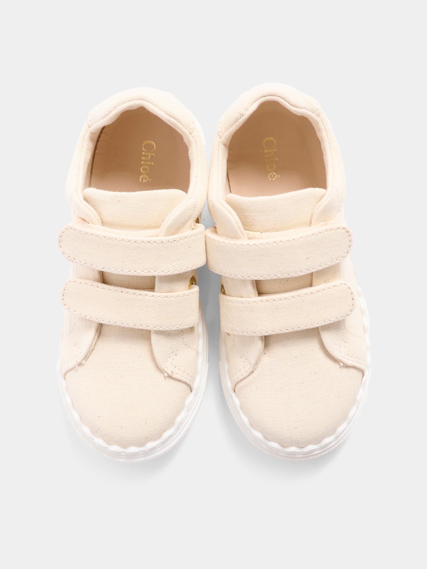 Sneakers beige per bambina con logo,Chloé Kids,C20918 117