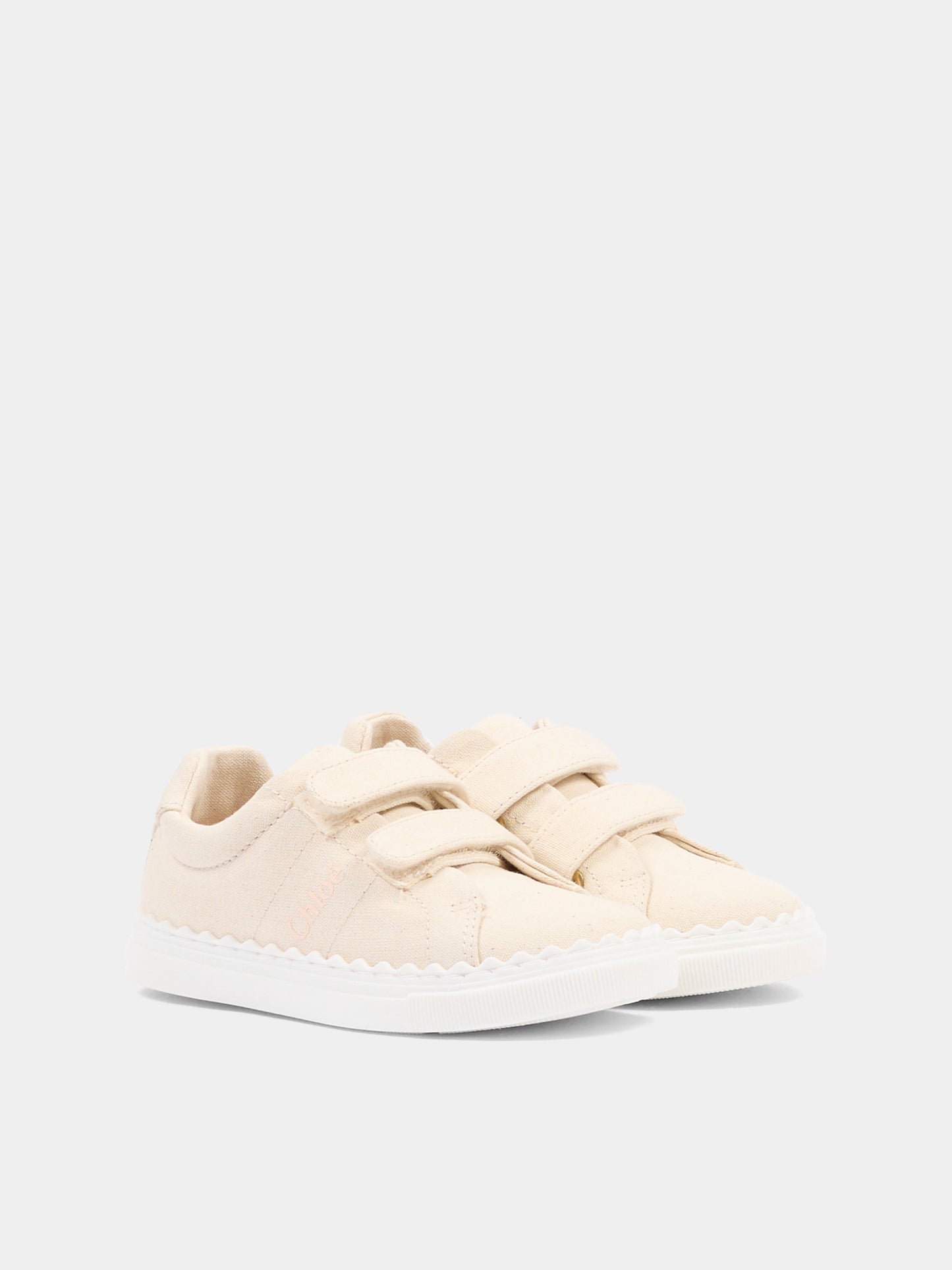 Sneakers beige per bambina con logo,Chloé Kids,C20918 117