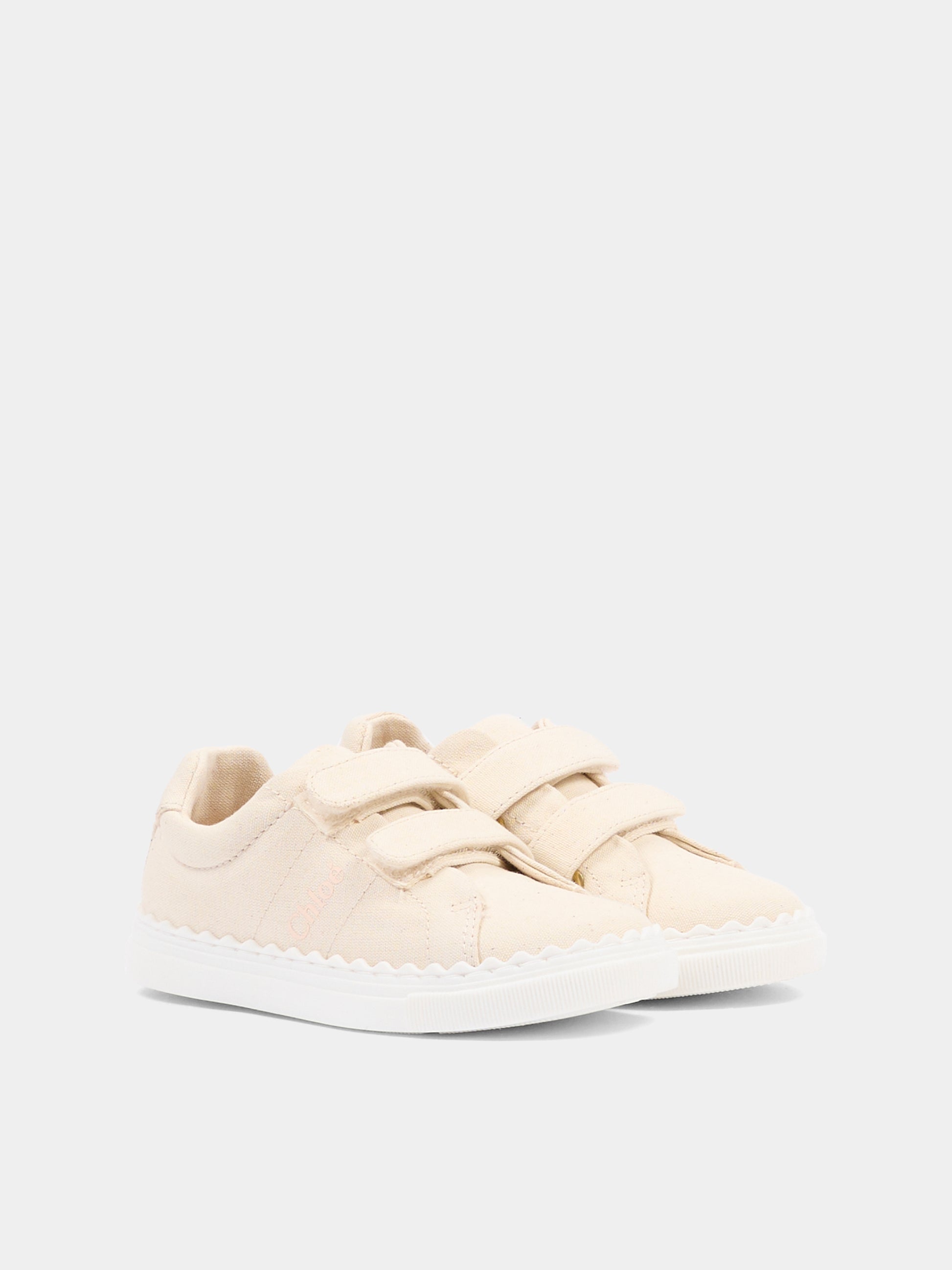 Sneakers beige per bambina con logo,Chloé Kids,C20918 117