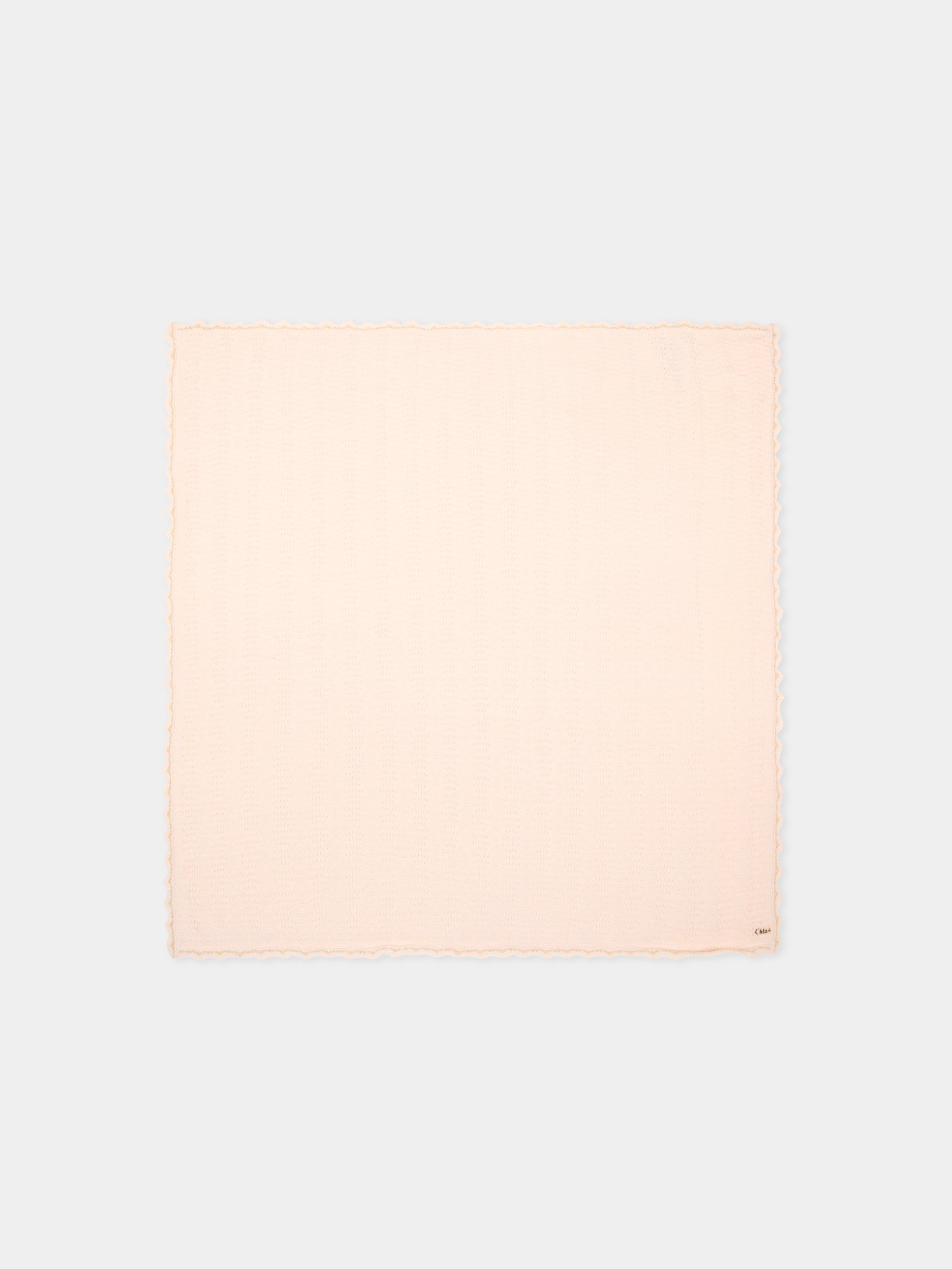 Coperta rosa per neonata traforata con logo,Chloé Kids,C20940 440