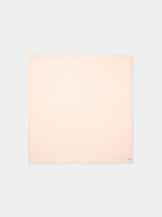 Coperta rosa per neonata traforata con logo,Chloé Kids,C20940 440