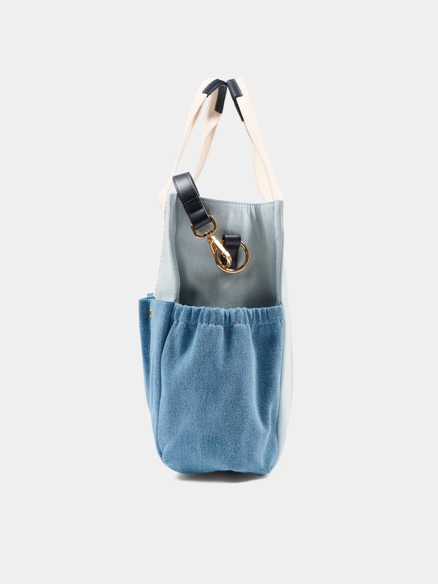 Borsa mamma denim per neonati con logo ricamato,Chloé Kids,C20943 Z10