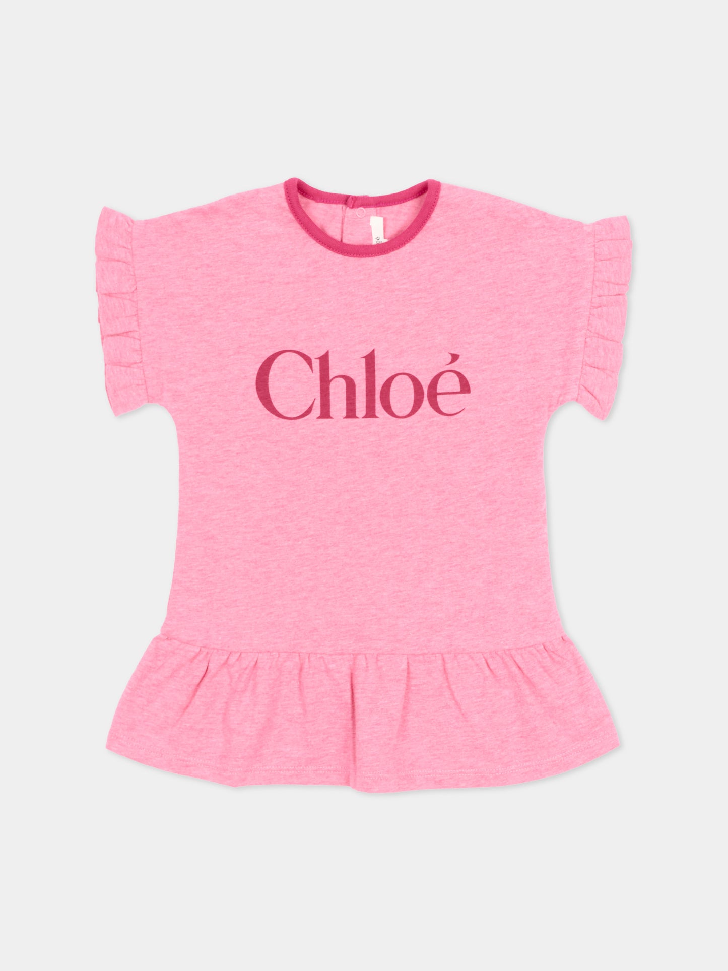 Vestito rosa per neonata con logo,Chloé Kids,C21233 F04