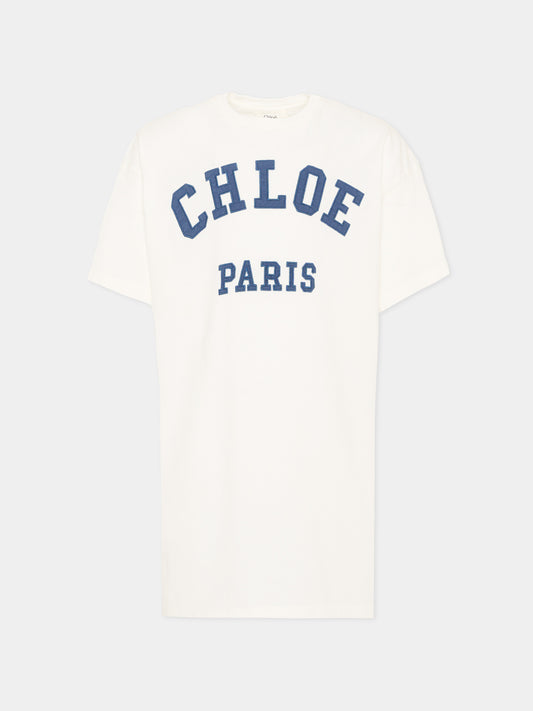 Vestito bianco per bambina con logo,Chloé Kids,C21239 117