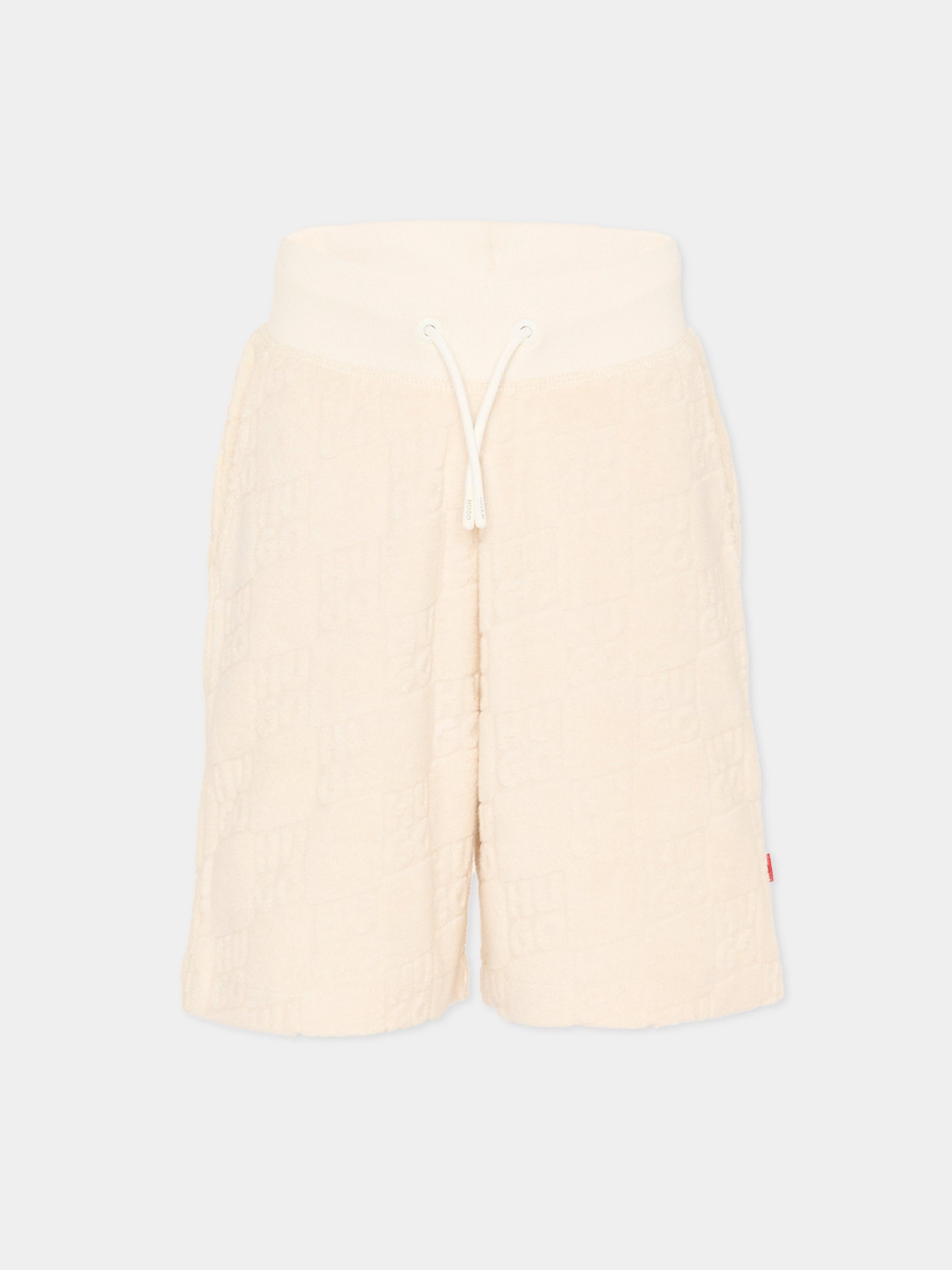 Shorts sportivi avorio per bambino logati,Hugo,G00998 153