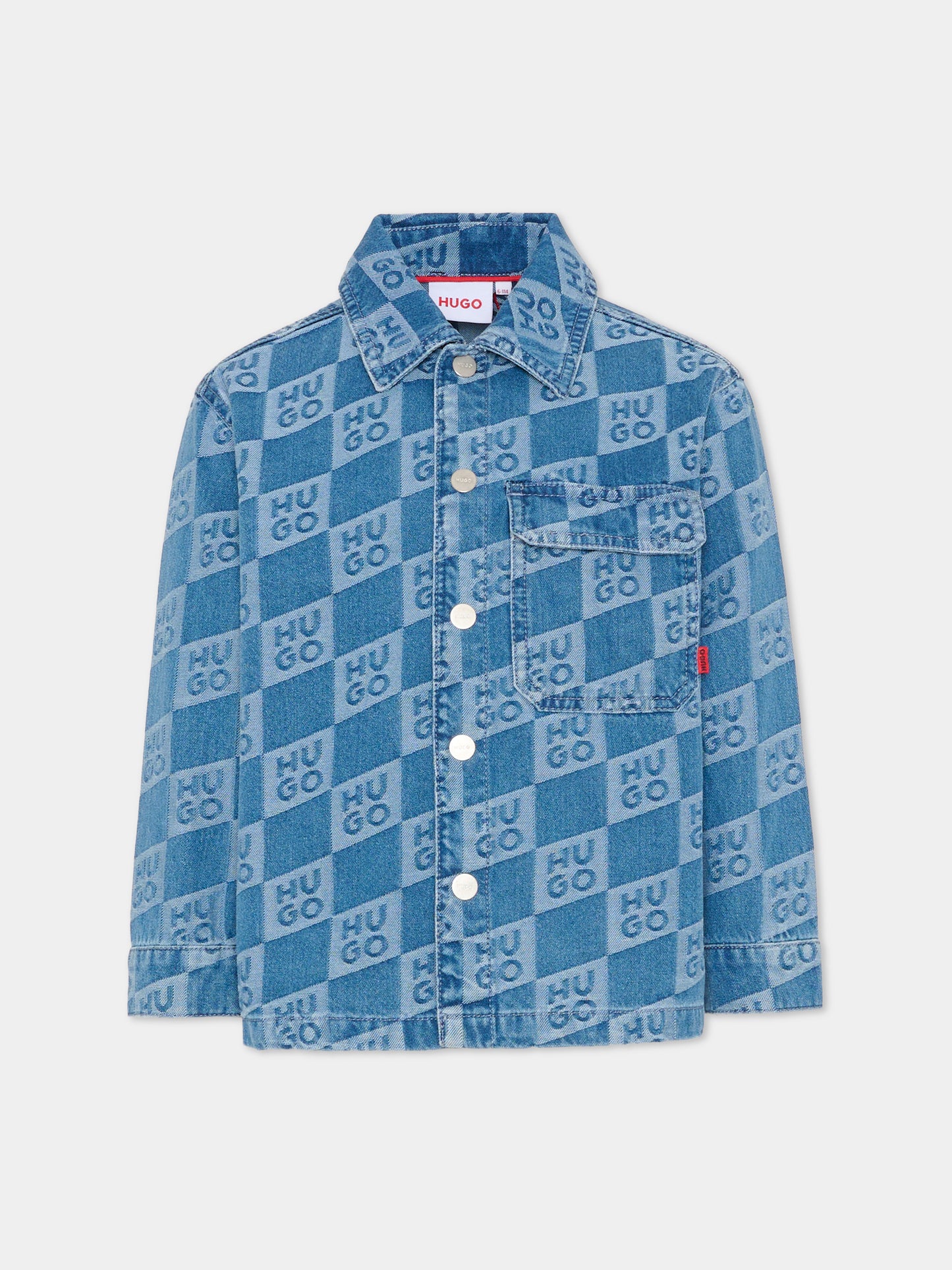 Camicia denim per bambino con logo,Hugo,G01004 Z25