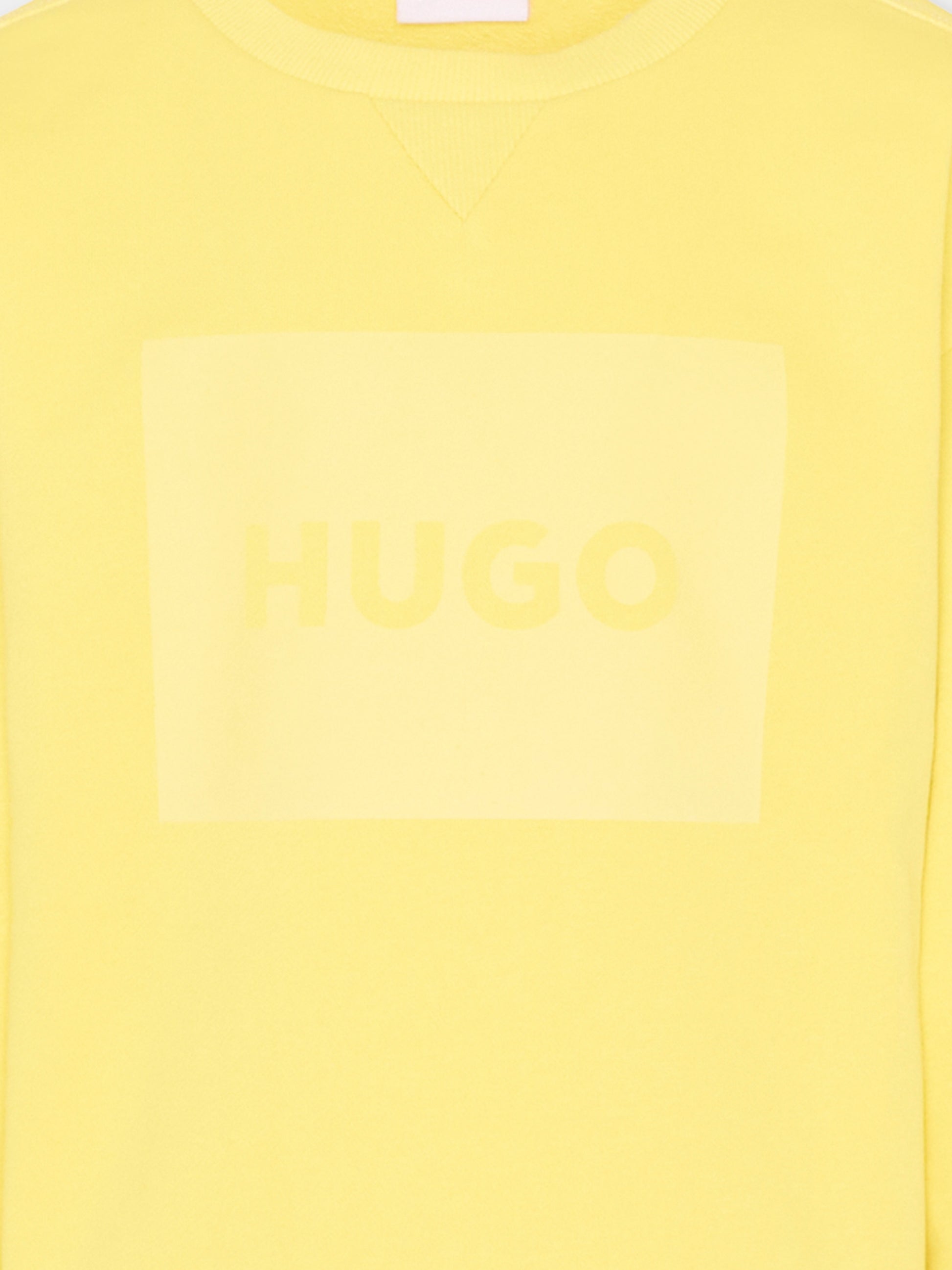 Felpa gialla HUGO per bambino logo tono su tono,Hugo,G01015 544