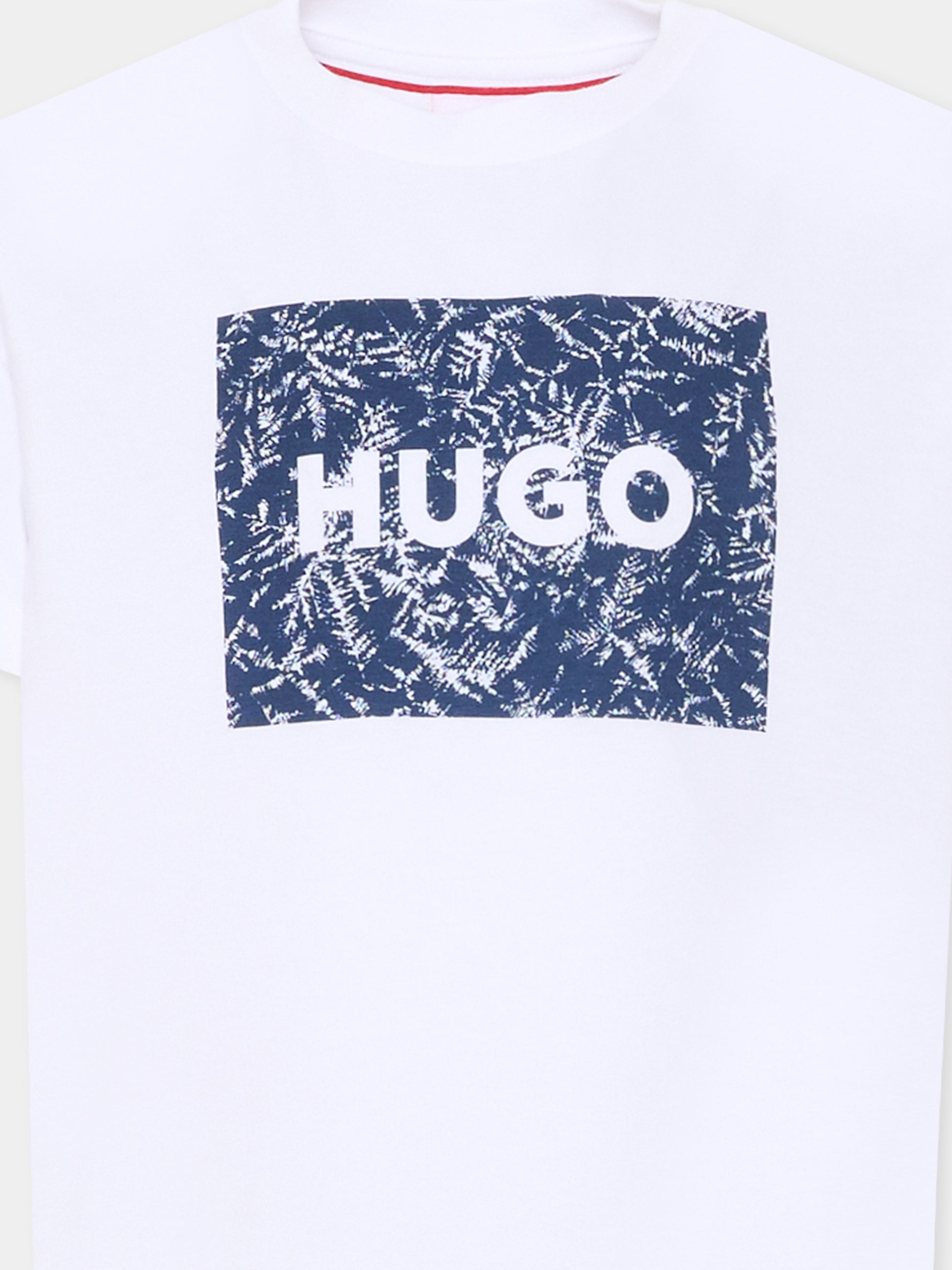 T-shirt bianca per bambino con logo,Hugo,G01020 10P