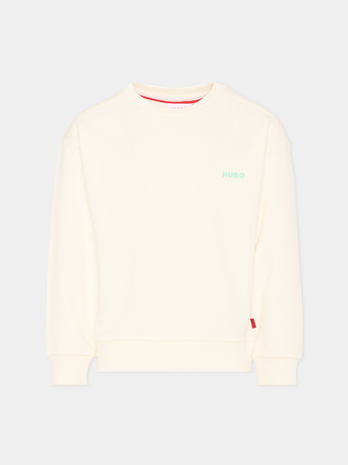 Felpa avorio Hugo per bambino con stampa tennis,Hugo,G01024 153