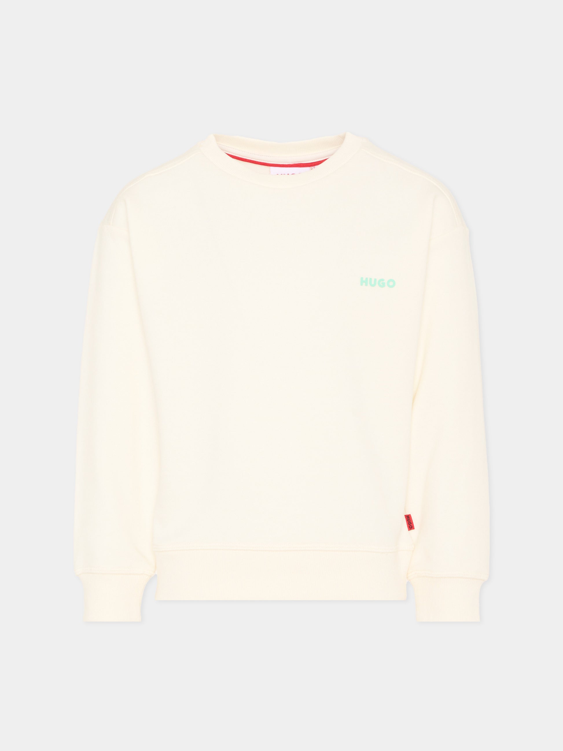 Felpa avorio Hugo per bambino con stampa tennis,Hugo,G01024 153