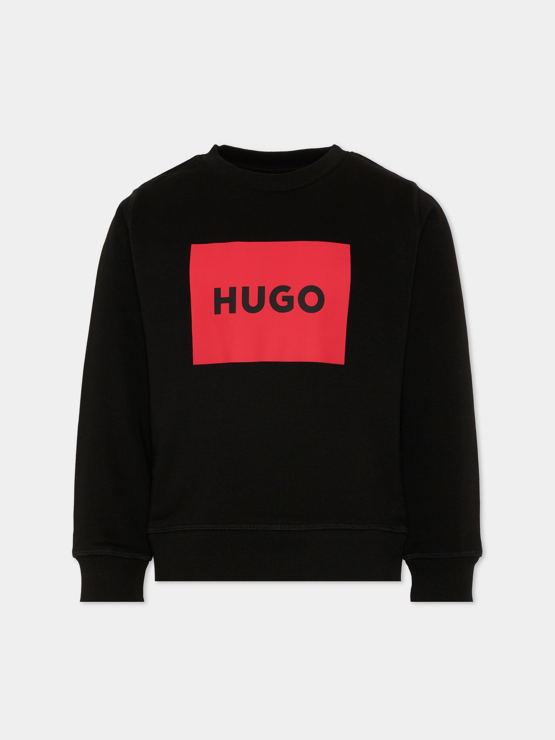 Felpa nera HUGO per bambino logo rosso,Hugo,G01184 09B